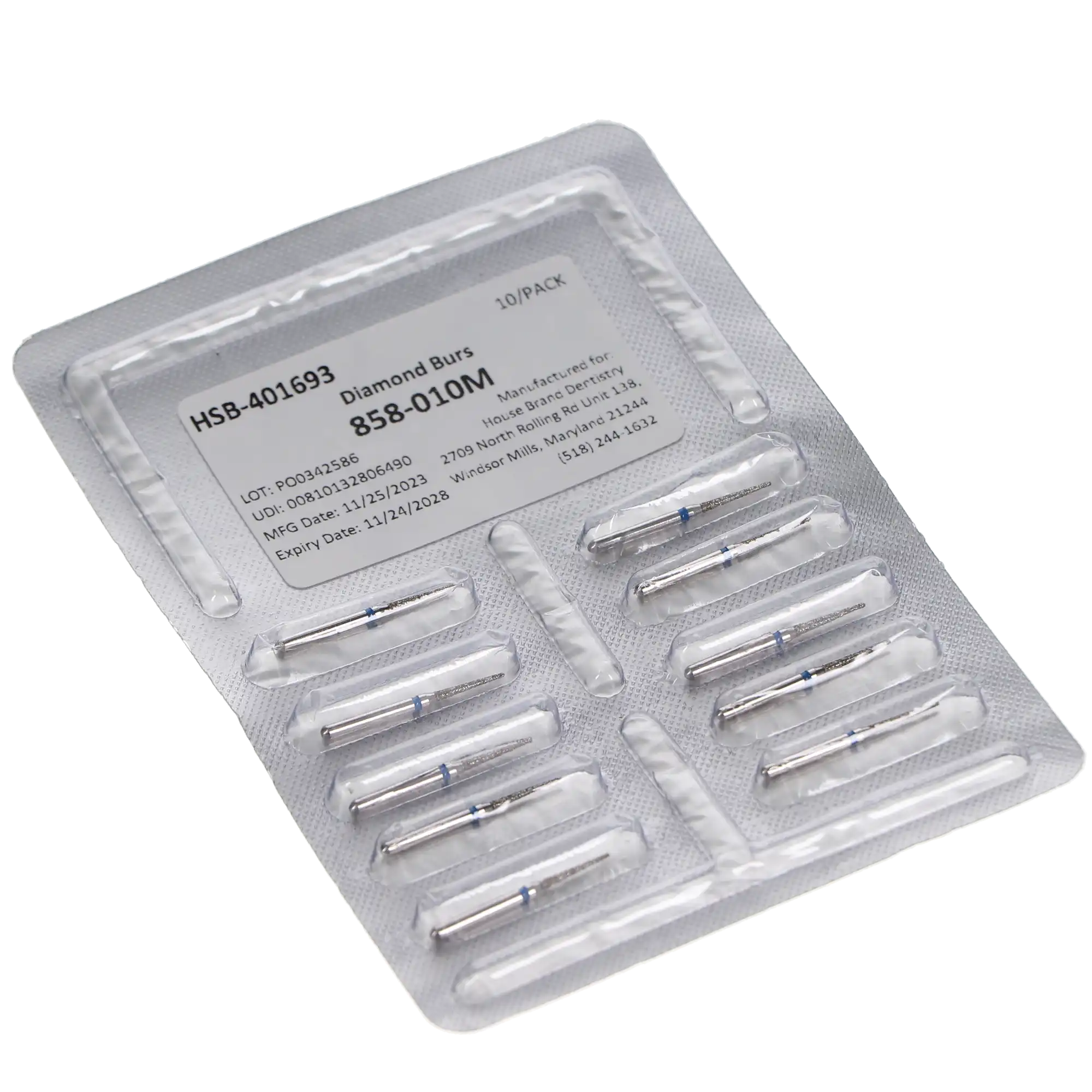 HSB Diamonds Needle Bur 858-010M, 10/Pk thumbnail 3
