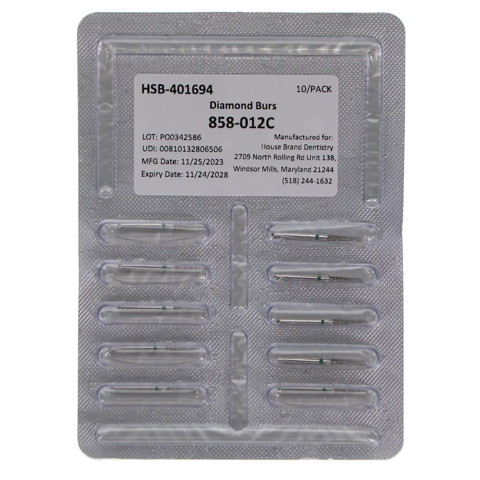 HSB Diamonds Needle Bur 858-012C, 10/Pk thumbnail 4