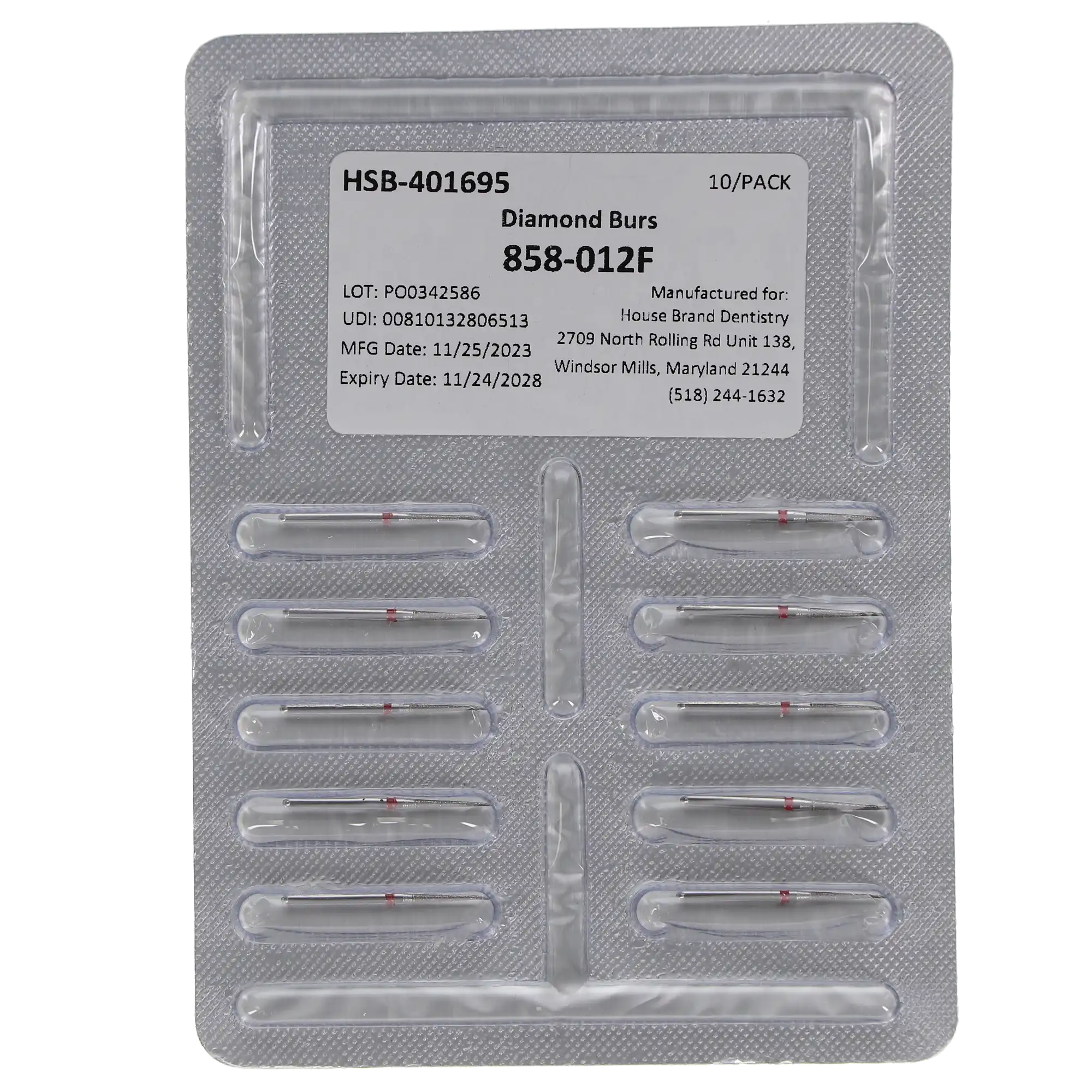 HSB Diamond Needle Bur 858-012F, 10/Pk thumbnail 4
