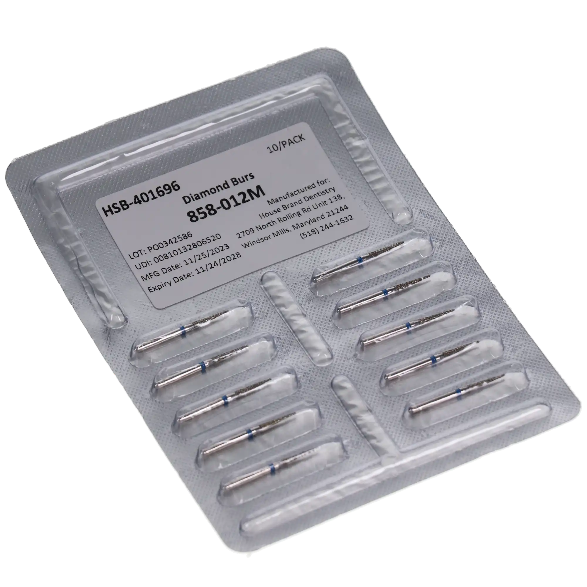 HSB Diamonds Needle Bur 858-012M, 10/Pk thumbnail 3