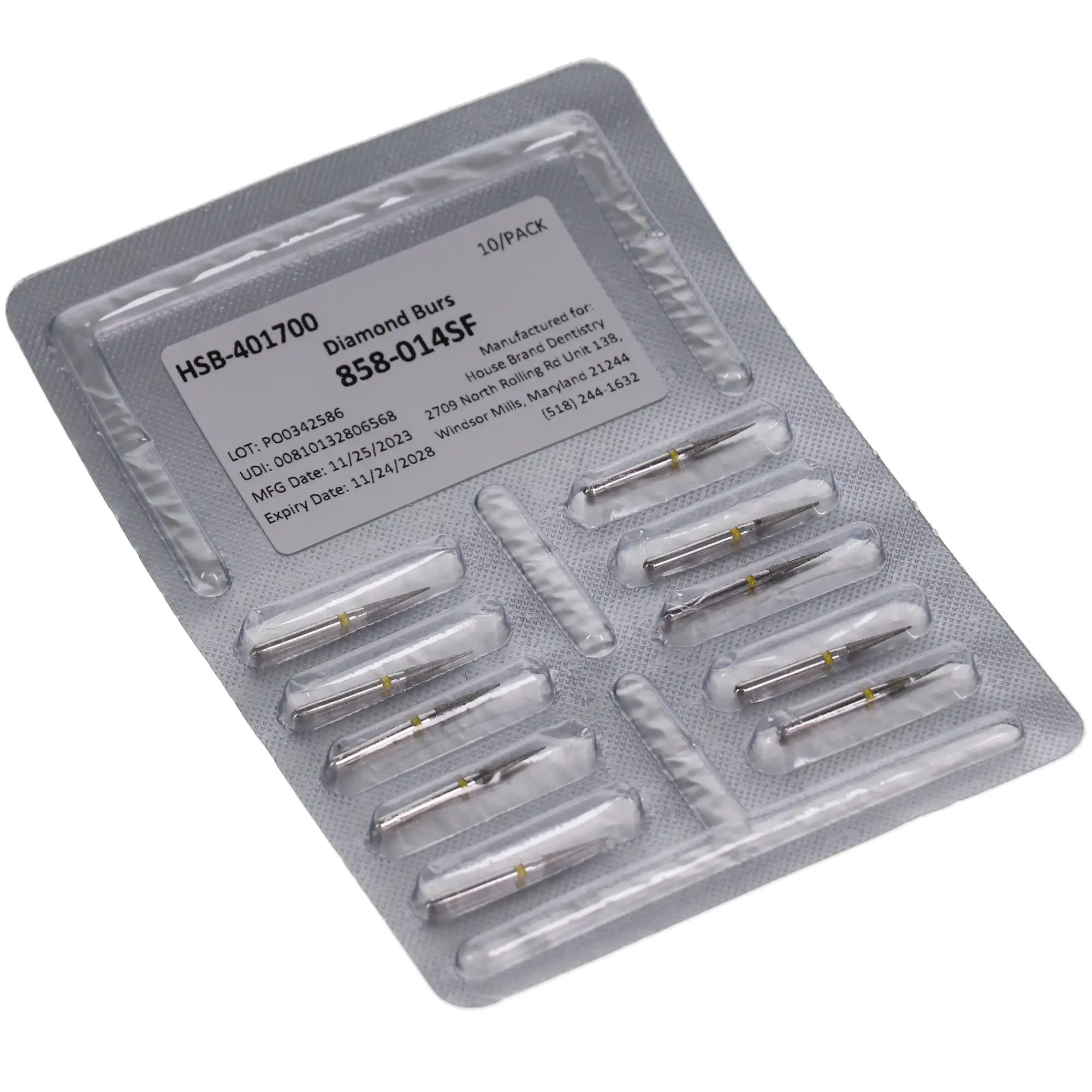 HSB Needle Diamond Burs 858-014SF, 10/Pk thumbnail 4