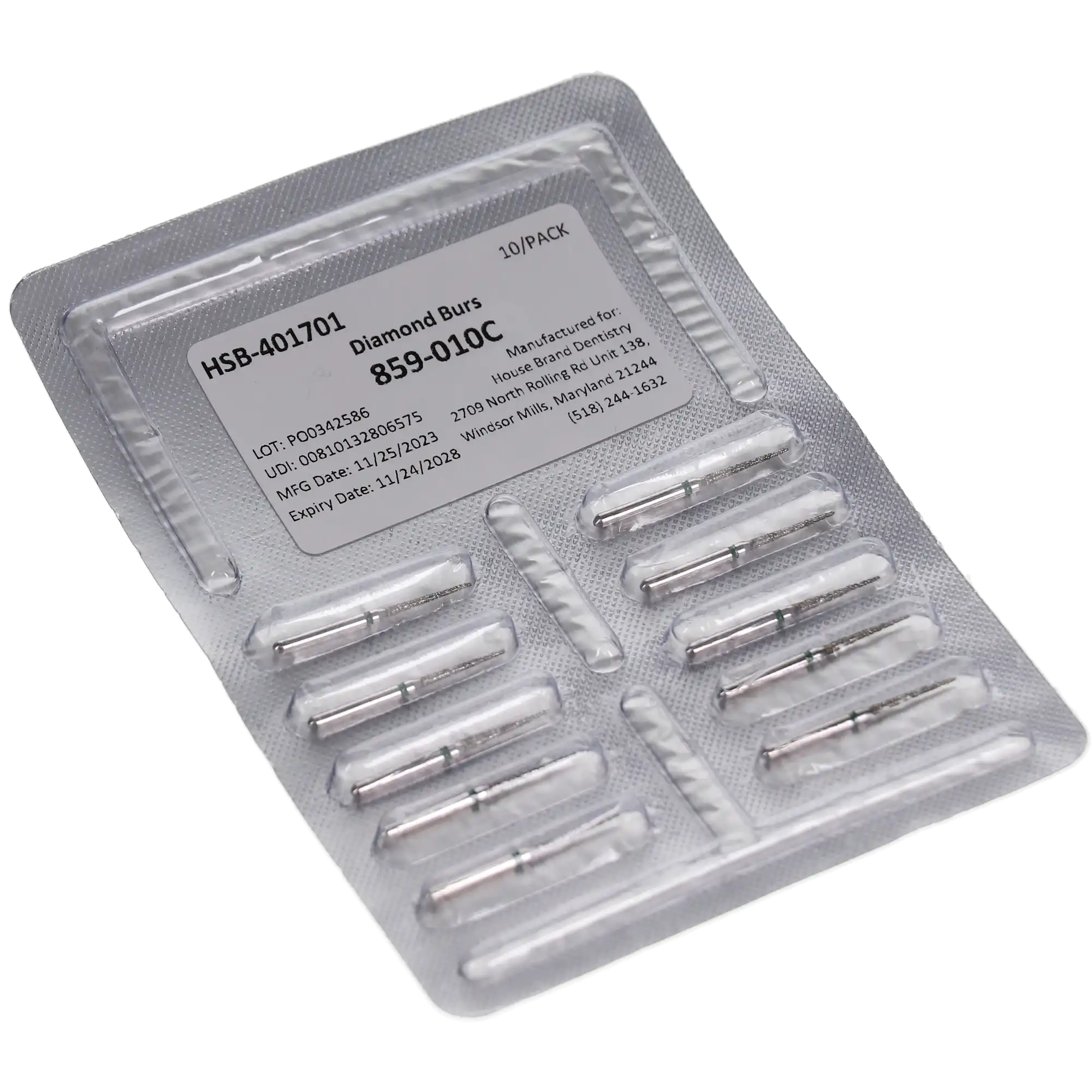 HSB Needle Diamond Burs, 859-010C, 10/Pk thumbnail 3