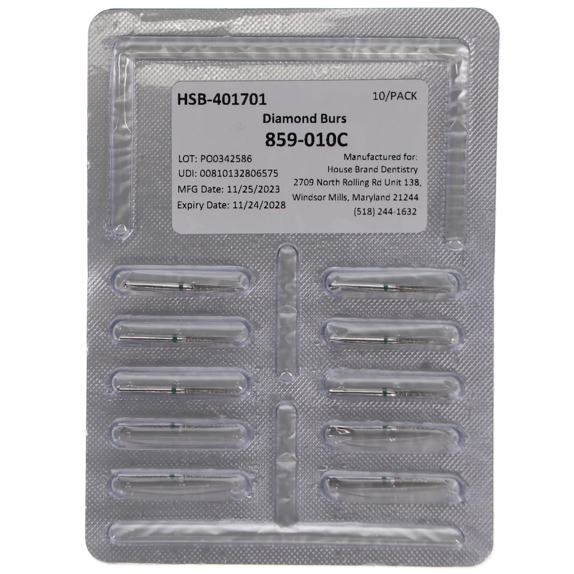 HSB Needle Diamond Burs, 859-010C, 10/Pk thumbnail 4