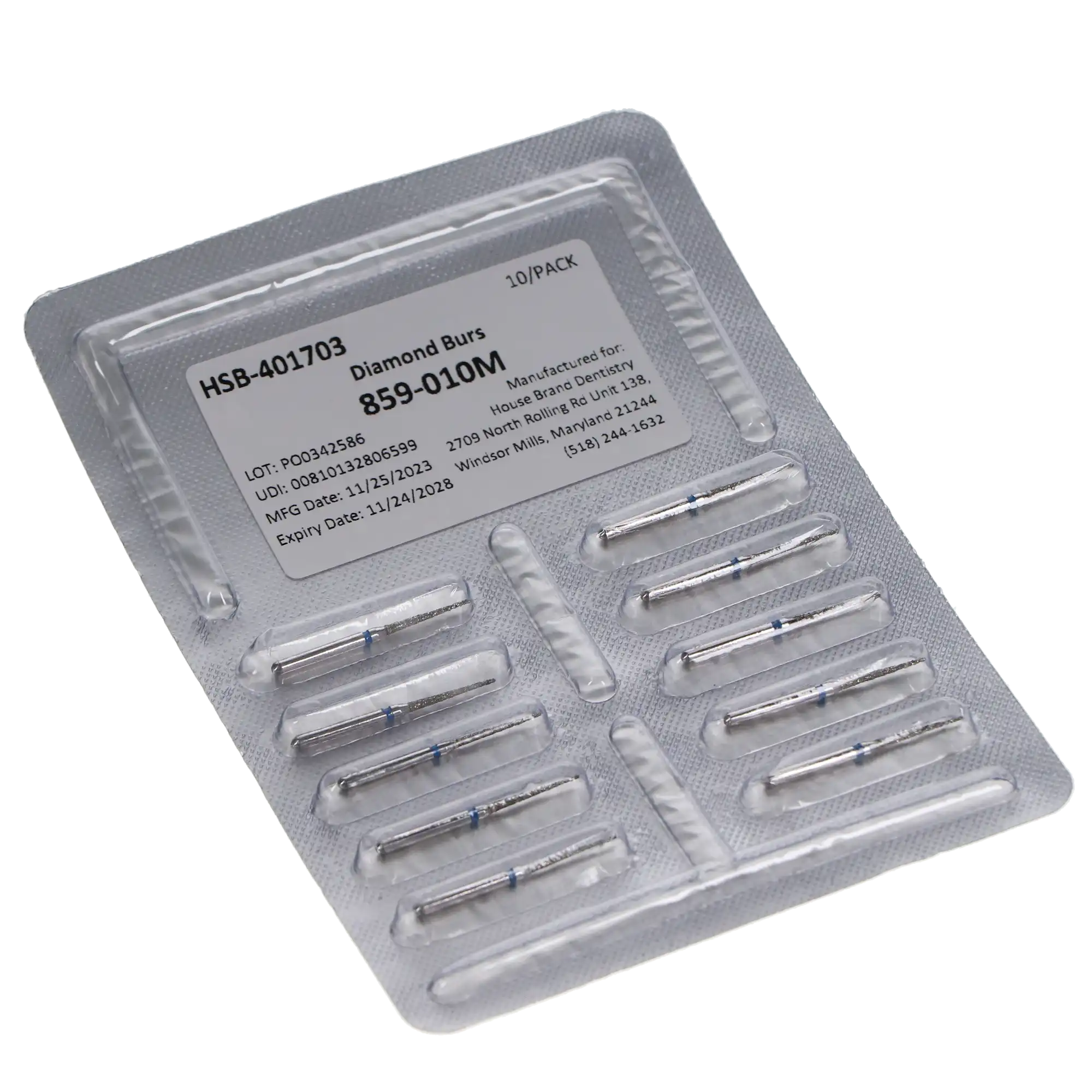 HSB Needle Diamond Burs, 859-010M, 10/Pk thumbnail 3
