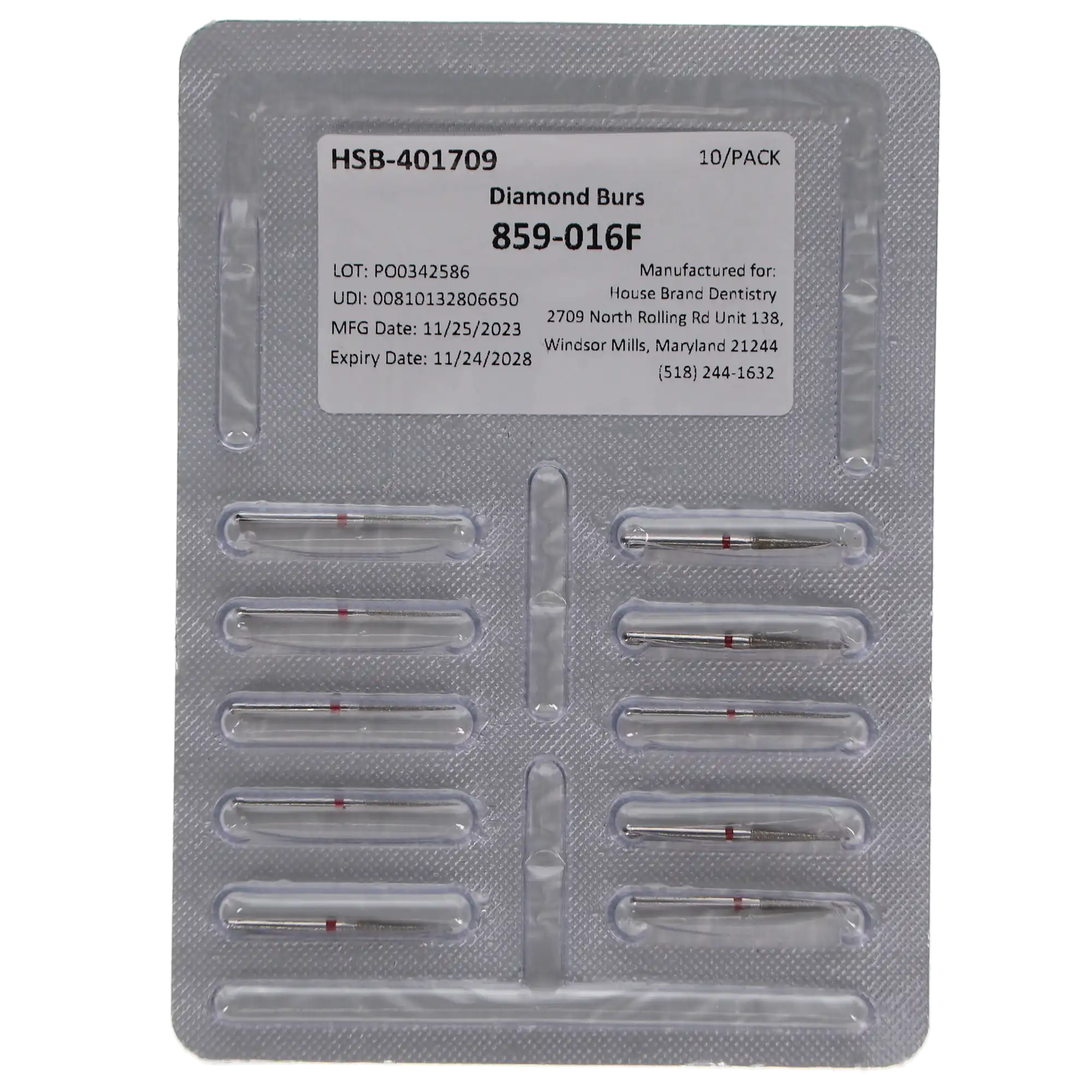 HSB Diamonds Needle Bur 859-016F, 10/Pk thumbnail 4