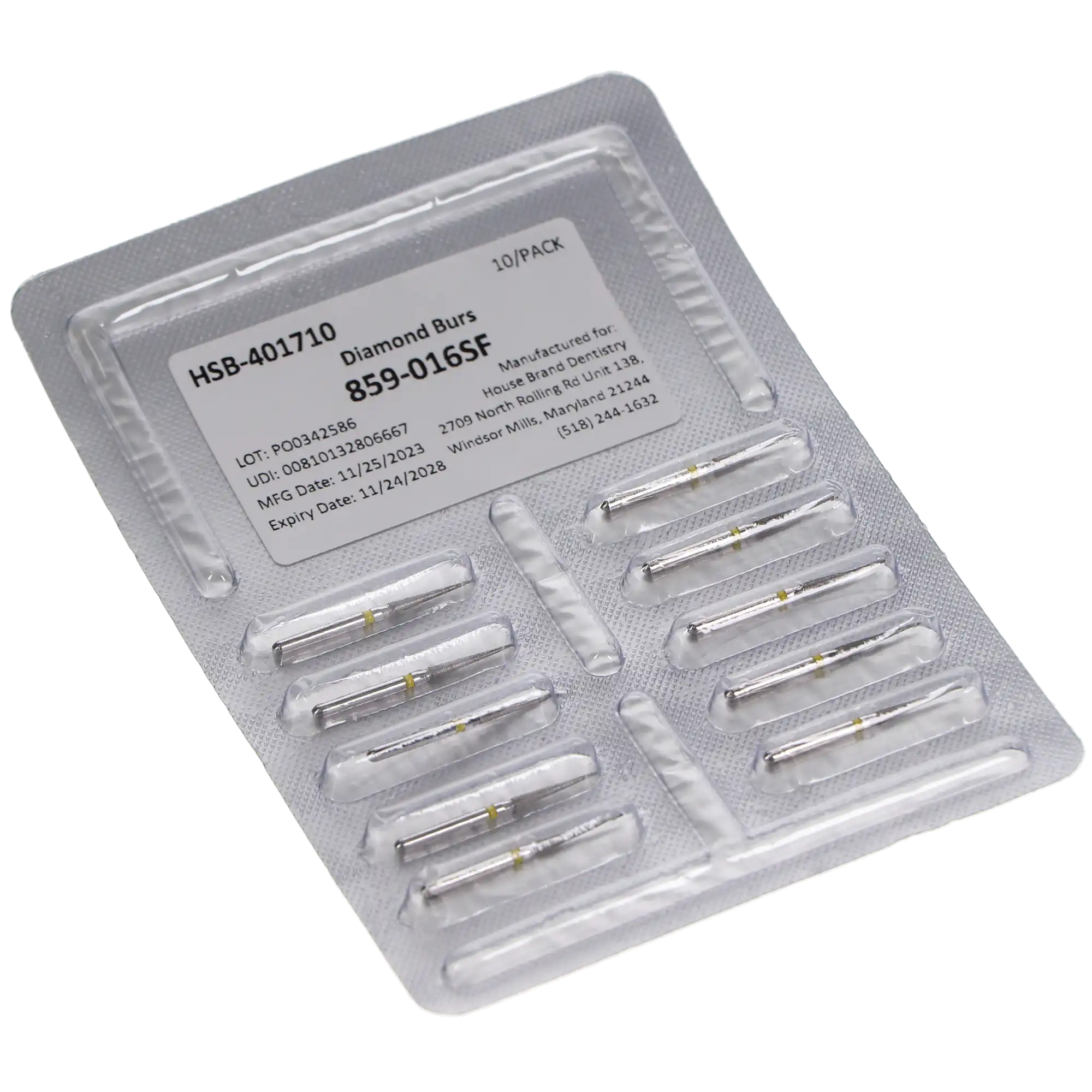 HSB Needle Diamond Burs, 859-016SF, 10/Pk, 401710 thumbnail 3