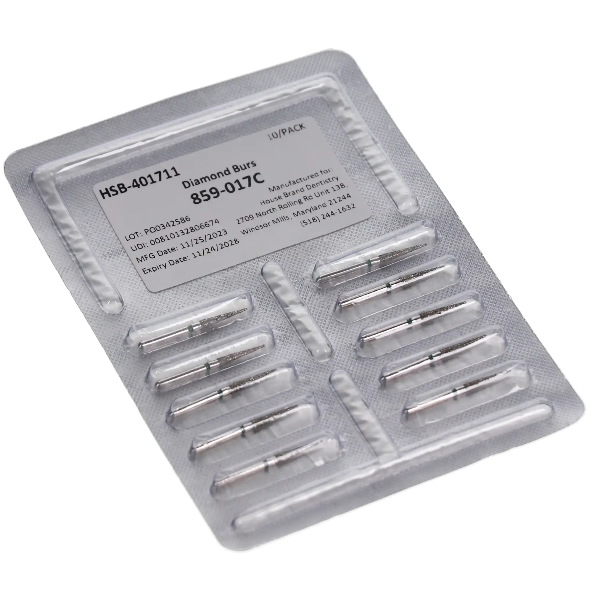 HSB Needle Diamond Burs 859-017C, 10/Pk thumbnail 3