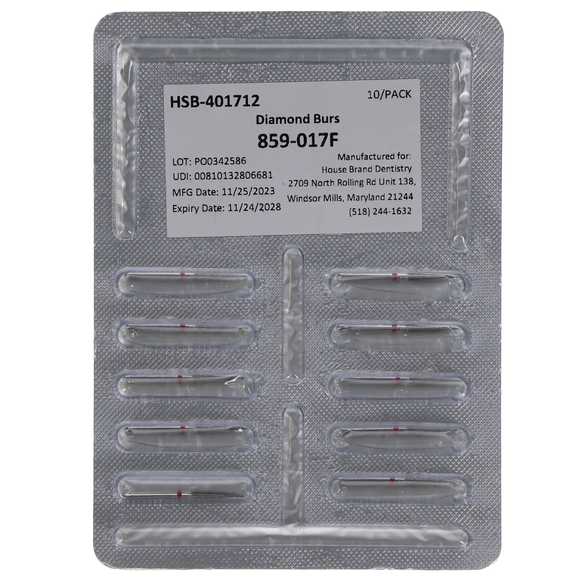 HSB Needle Diamond Burs, 859-017F, 10/Pk thumbnail 4