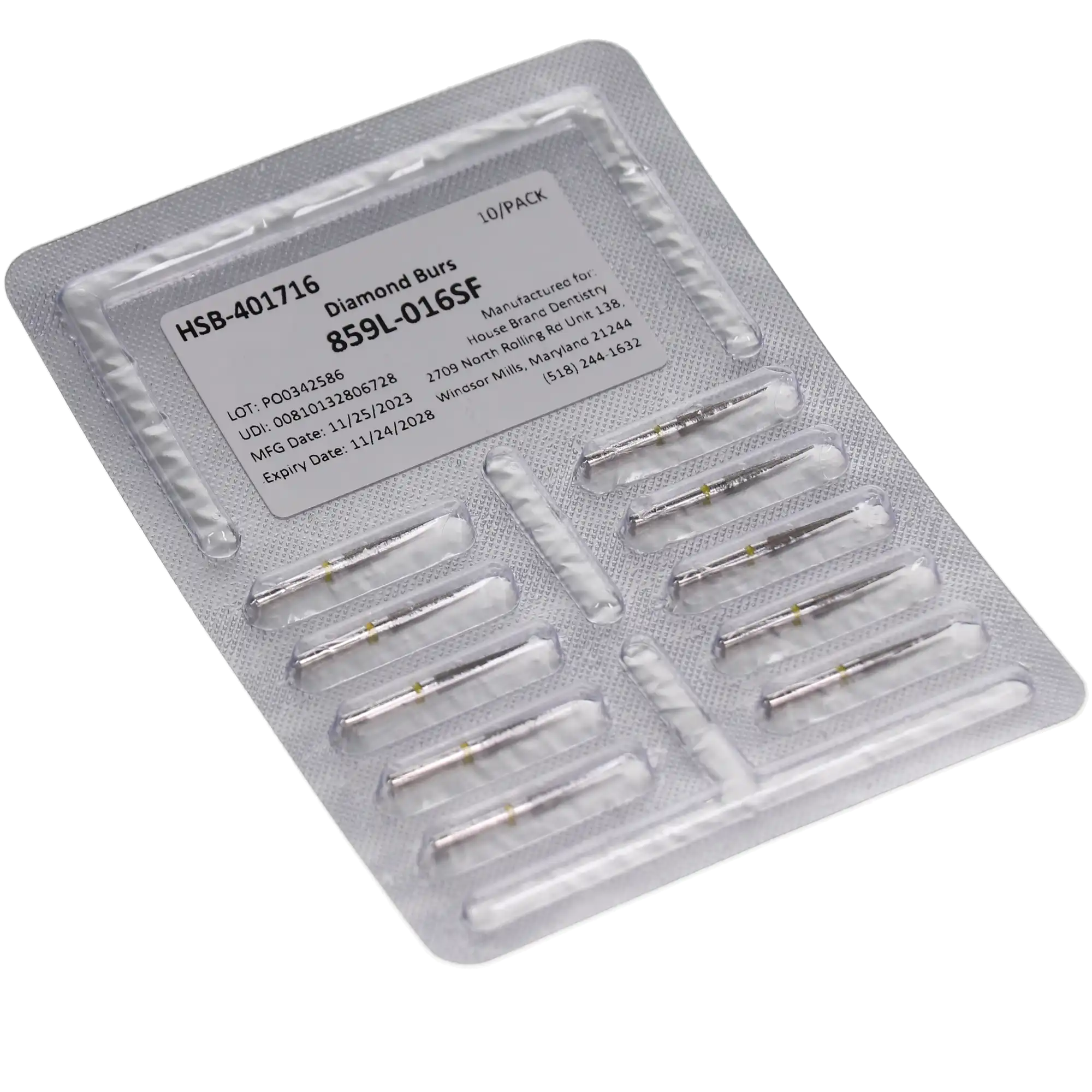 HSB Needle Diamond Burs 859L-016SF, 10/Pk (401716) thumbnail 3