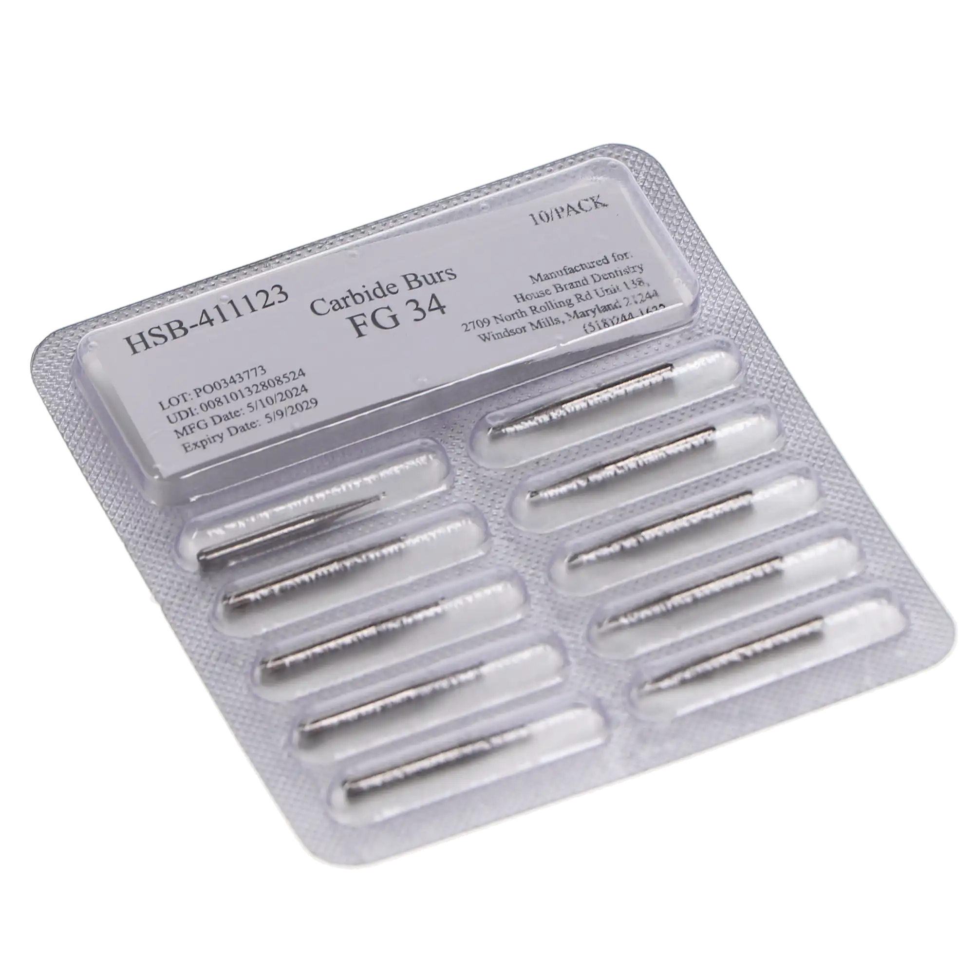 HSB Carbide Burs FG #34, 10/Pk, 411123 thumbnail 3