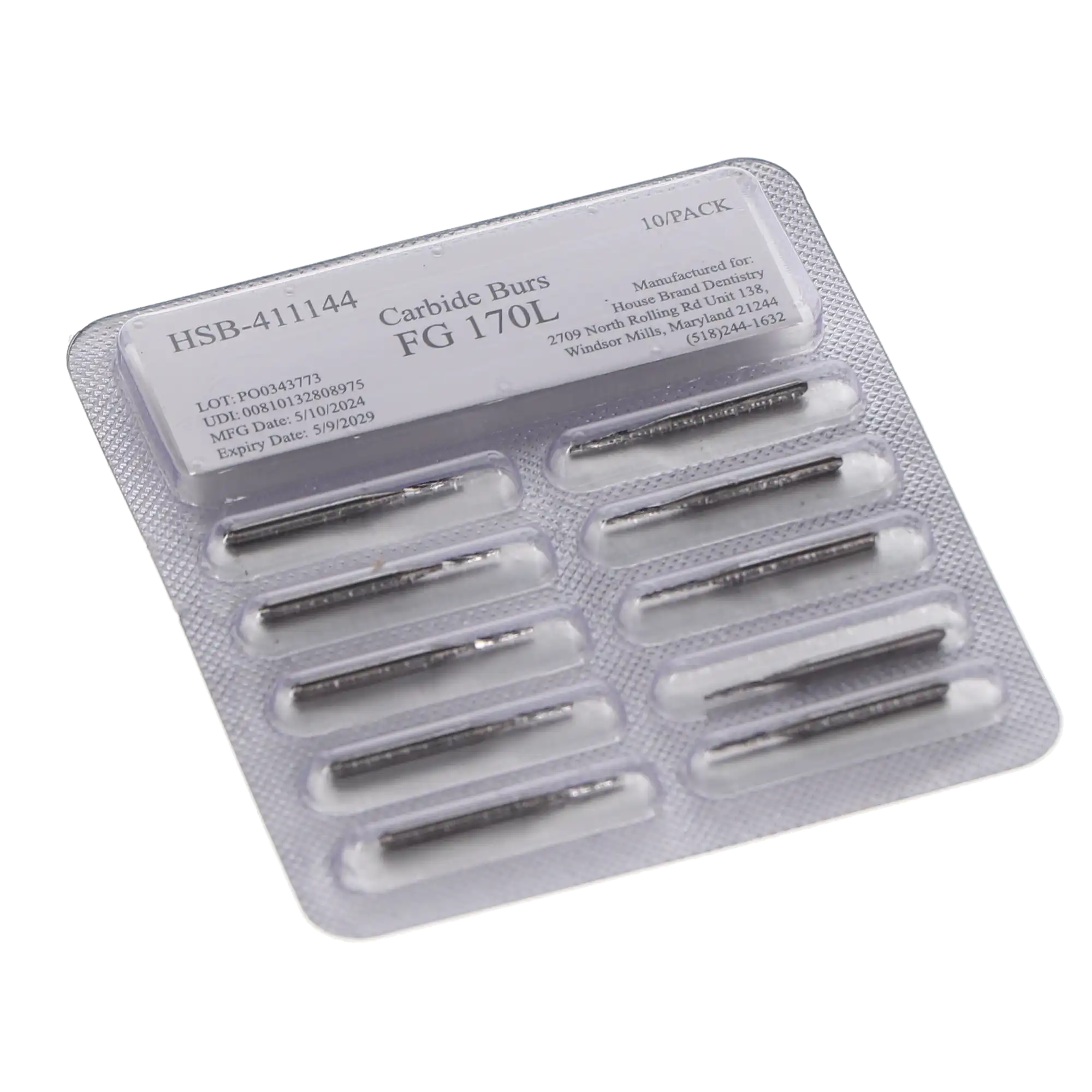 HSB Carbide Burs FG Long #170, 10/Pk, 411144 thumbnail 3