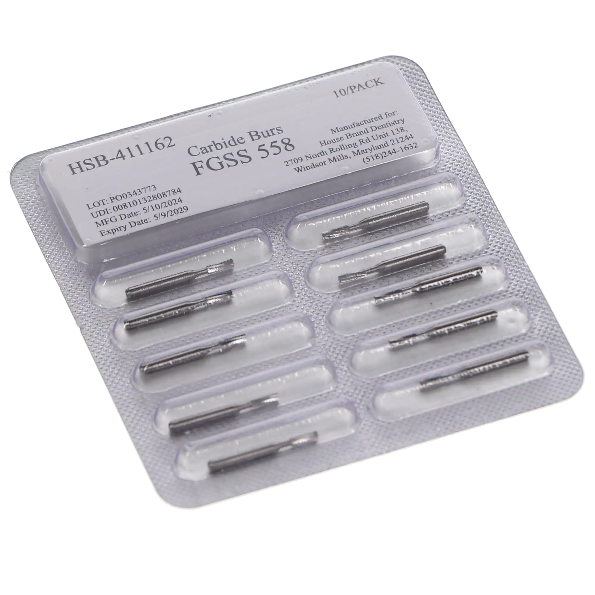 HSB Carbide Bur FG SS #558, 10/Pk, 411162 thumbnail 3