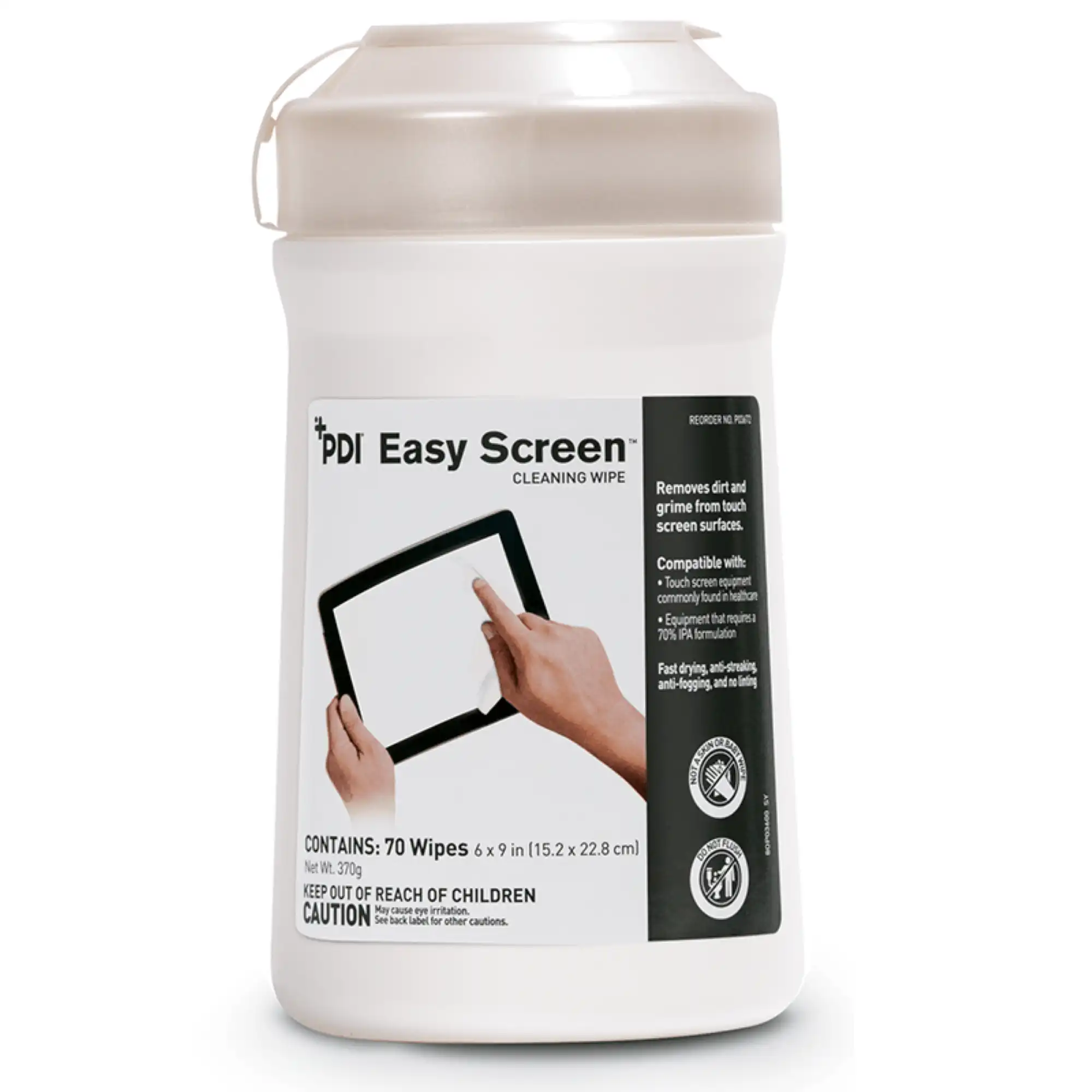 PDI Easy Screen Cleaning Wipes, 6" x 9", 70/Canister, 70% Isopropyl Alcohol (IPA), P03672 thumbnail 6