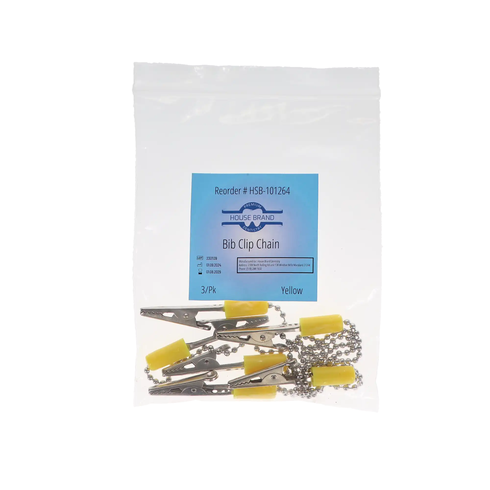 Daisy Chain Bib Clips, Yellow, 3/Pk thumbnail 4