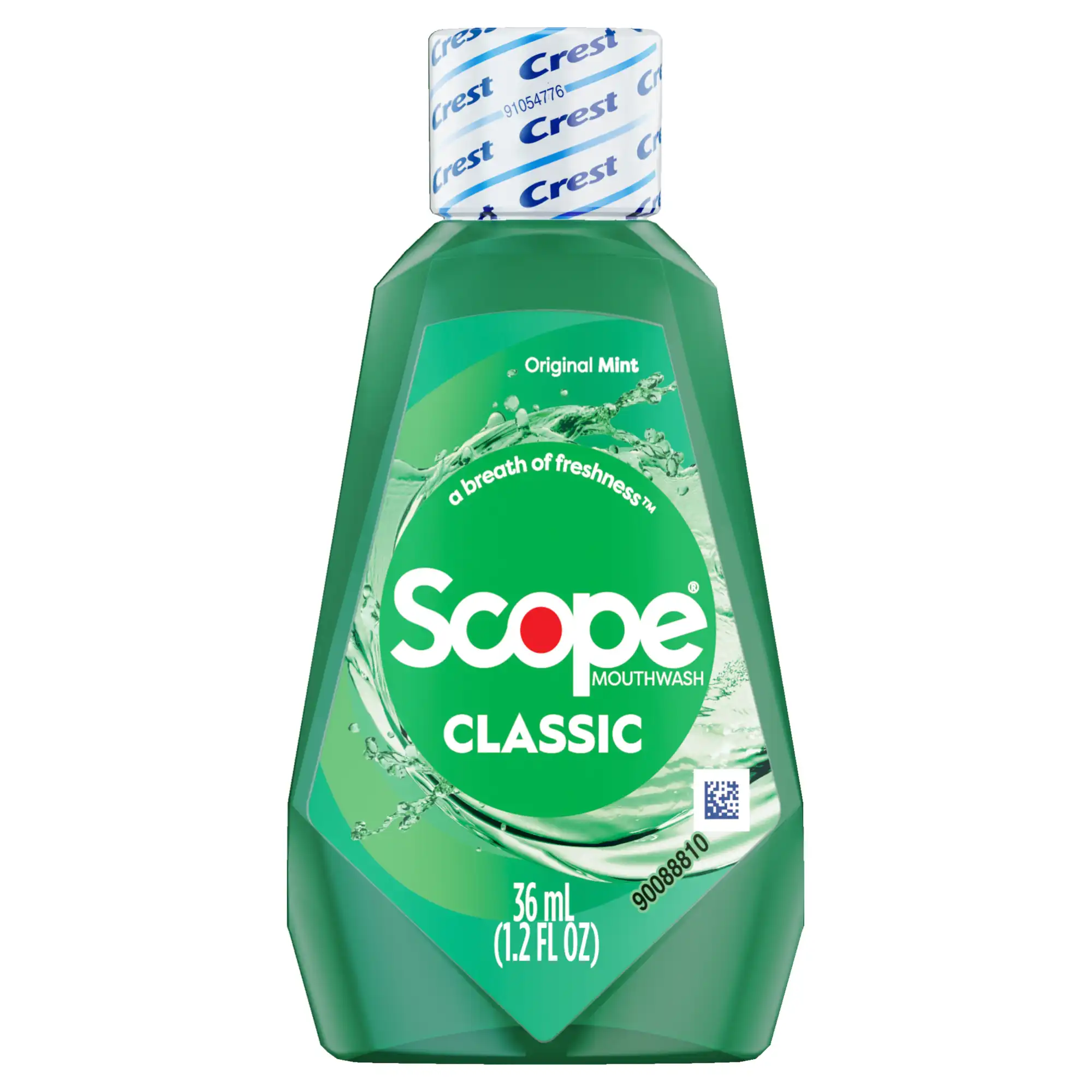 Scope Classic Mouthwash, Original Mint, 36 mL Bottle, 48/Case, 80366807 - P&amp;G - Scope Mouthwash, 36 mL Bottle, Orig. Mint, 48/cs (Old #s 80327729) - Image 1