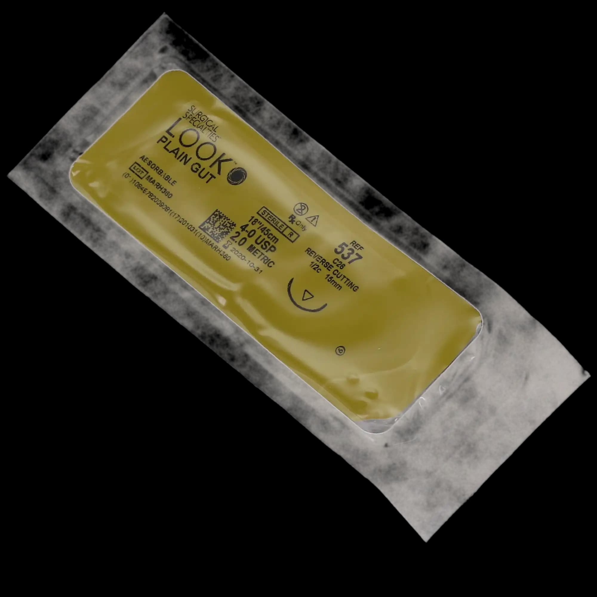 Look Suture Plain Gut, 4/0 (USP), 18" Length, C-26 Reverse Cutting Needle, 12/Bx thumbnail 3