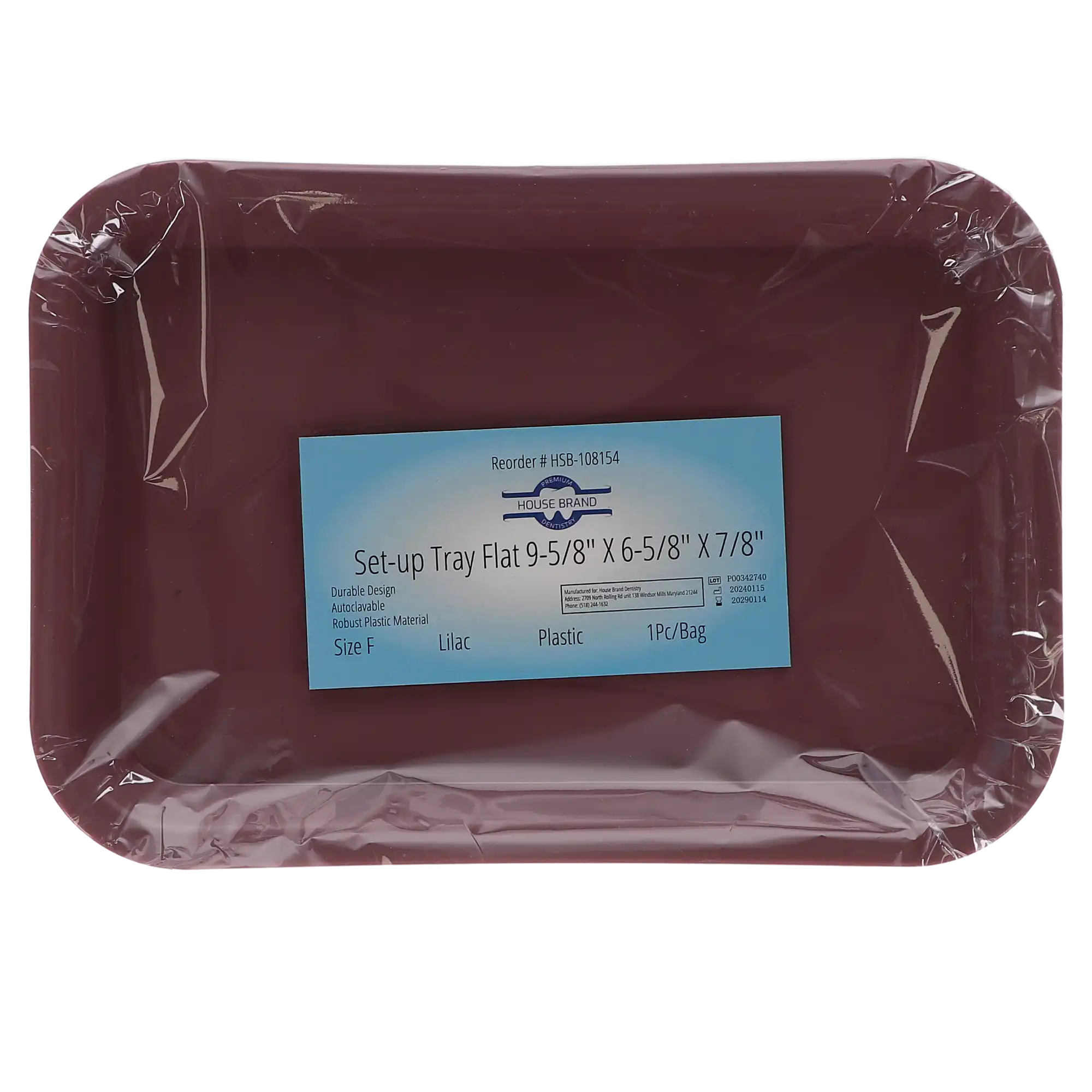 HSB Set-Up Plastic Flat Tray, #F Mini, Lilac, 1/Pk, 108154 thumbnail 4