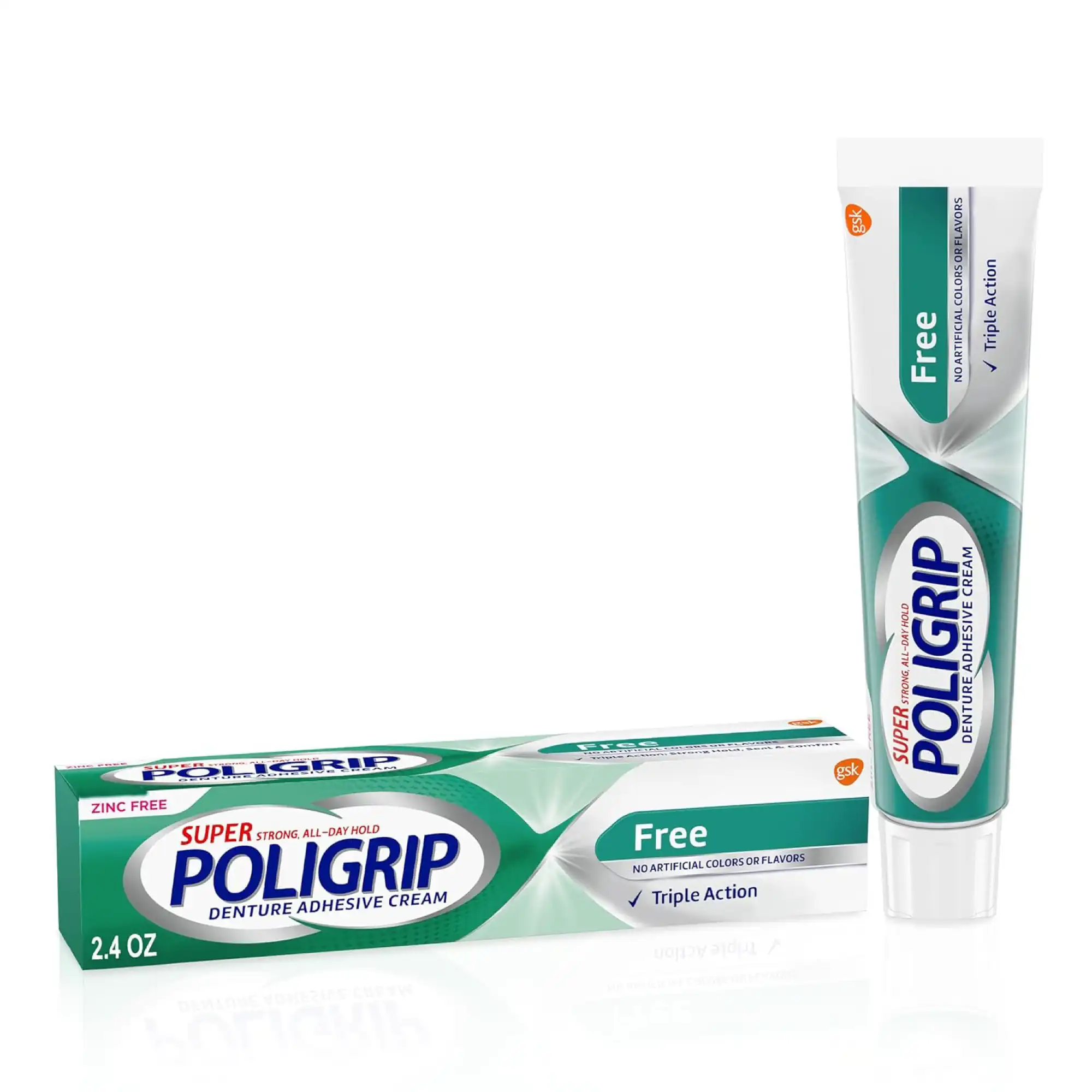 Super Poligrip Free Denture Adhesive Cream, 2.4 oz Tube, 6/Pkg, 4 Pkg/Cs (24 Tubes Total) - Super Poligrip® Free Denture Adhesive Cream, 2.4 oz. Tube, 6/pkg, 4 pkg/cs (24 Tubes Total) - Image 1