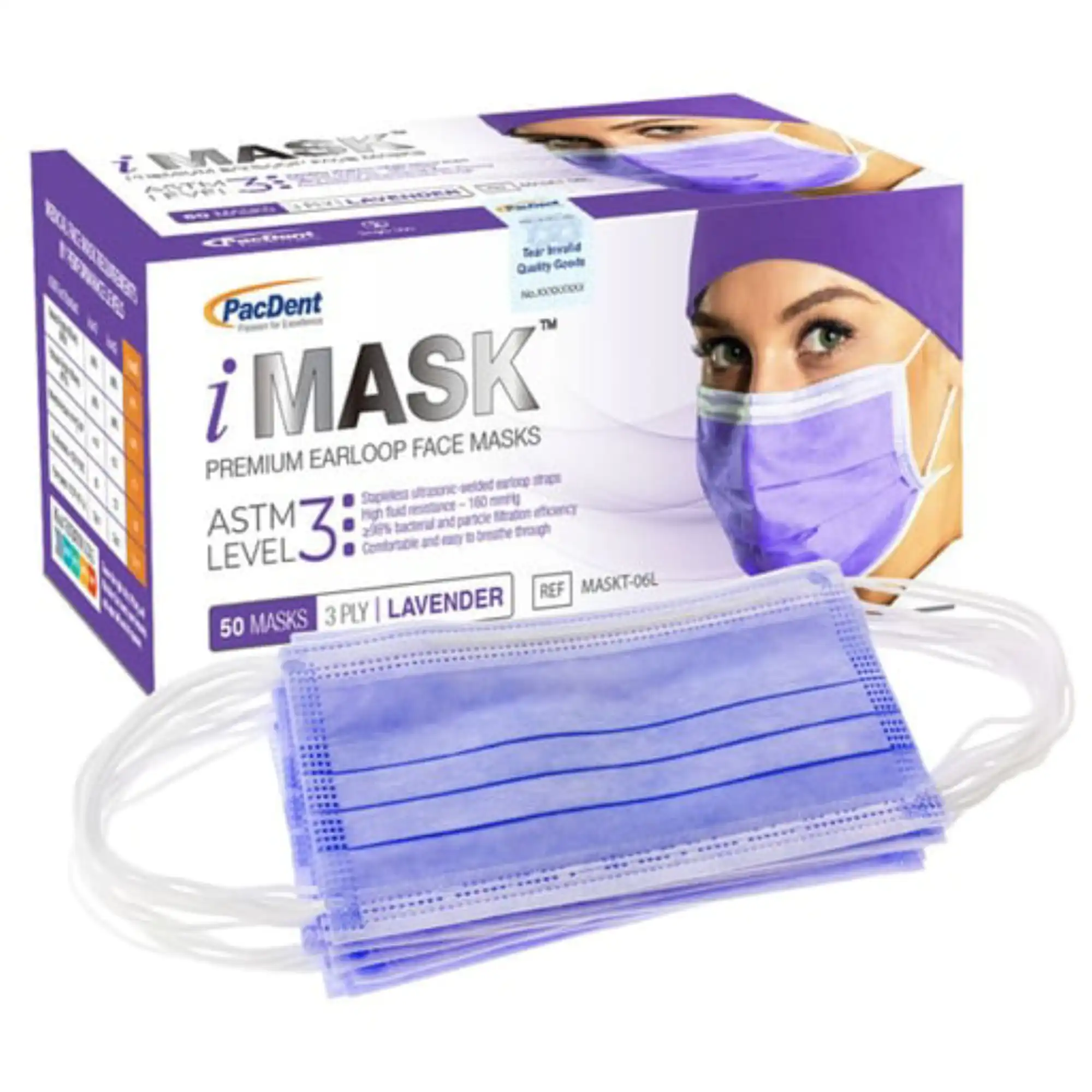 iMask™ ASTM Level 3 Surgical Face Mask, Ear Loop, Lavender, 50/Box thumbnail 10