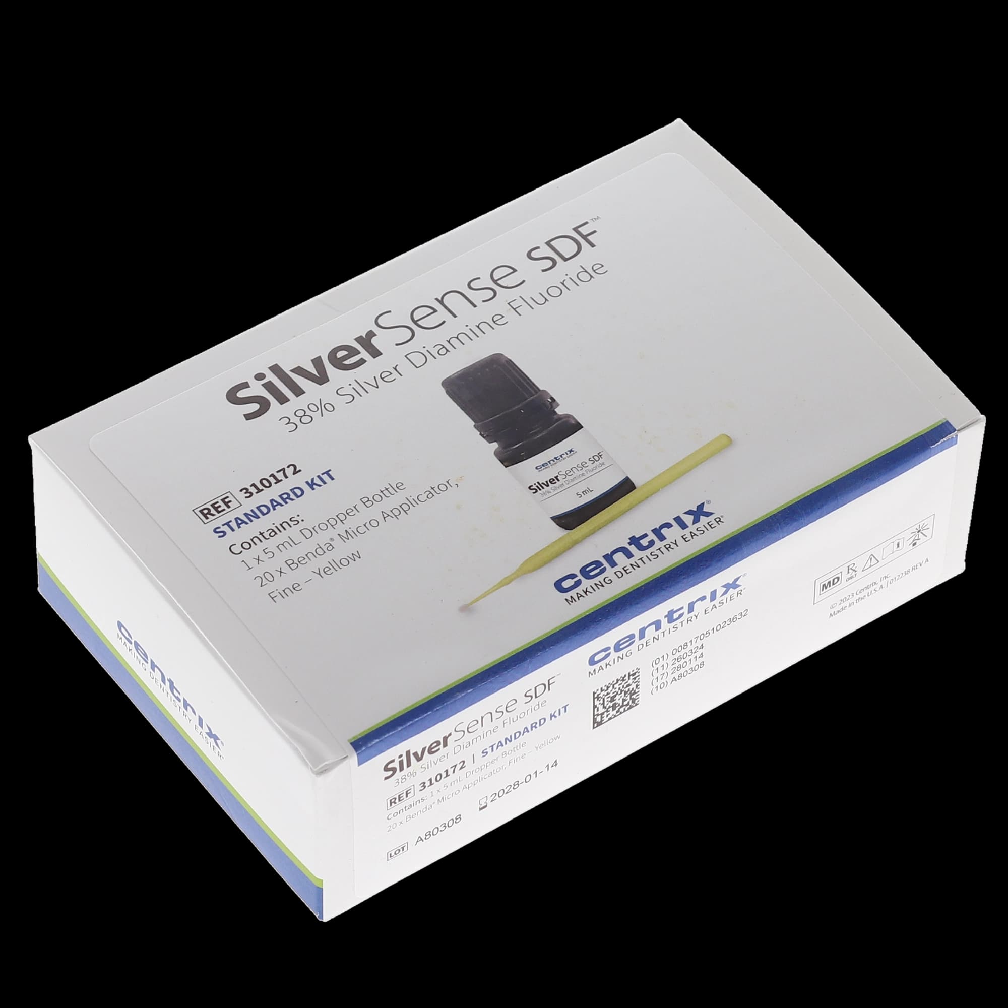 SilverSense SDF 38% Silver Diamine Fluoride Standard Kit, 1 x 5 mL Bottle with 20 Benda Micro Applicators, 310172 thumbnail 6