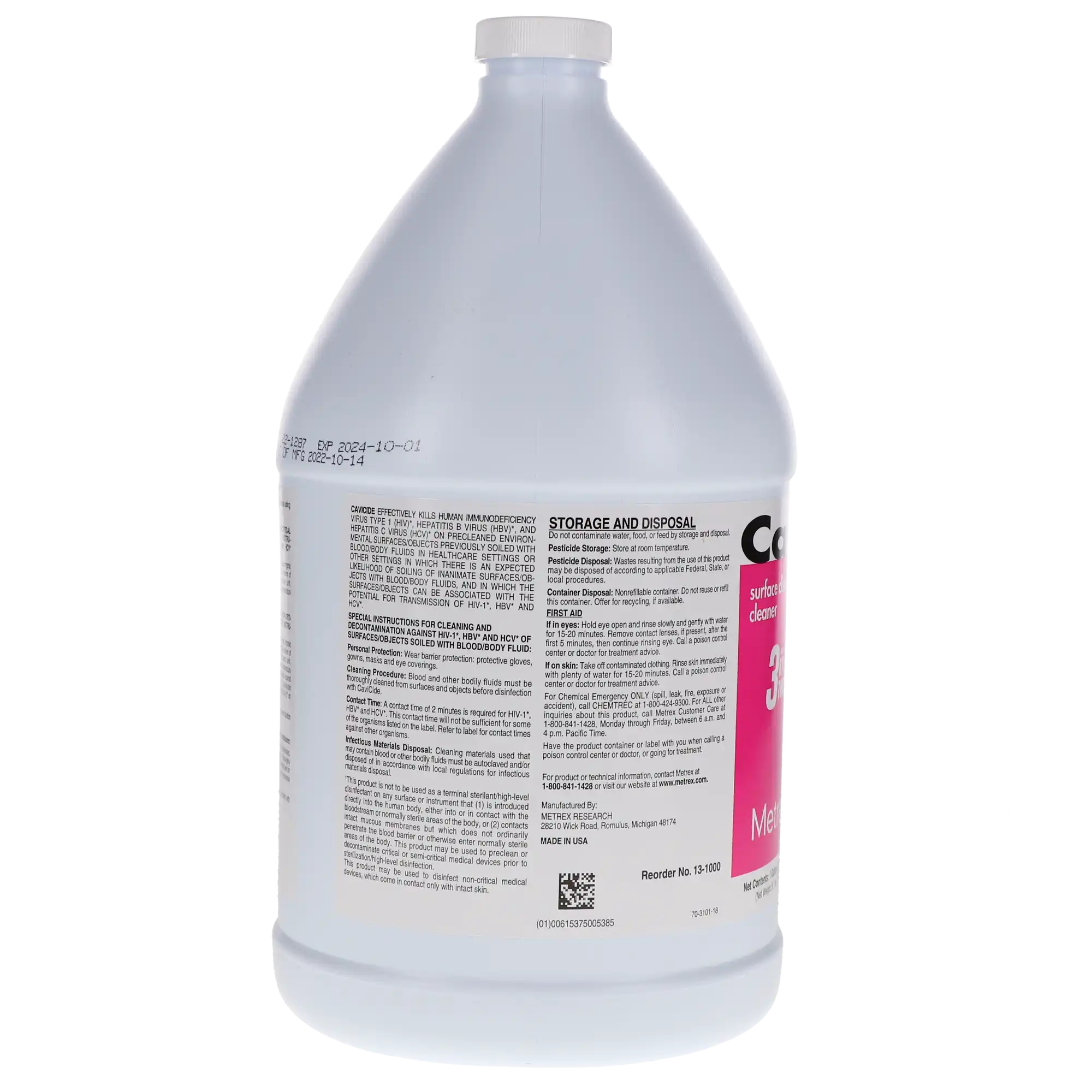 Metrex CaviCide Surface Disinfectant, Ready-to-Use, 1 Gallon Bottle thumbnail 6
