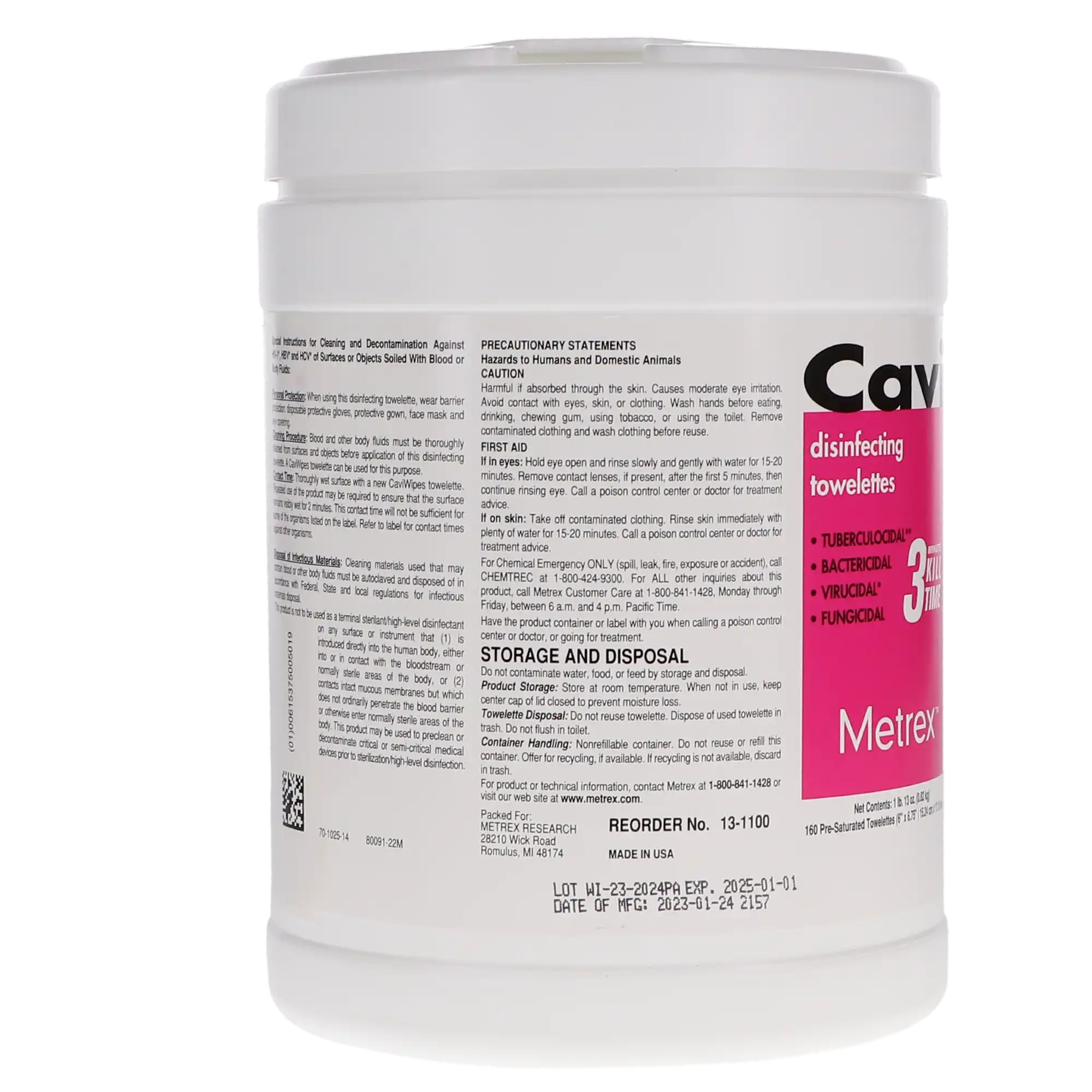CaviWipes Disinfecting Towelettes, Large 6" x 6.75", 160/Canister, EPA 46781-17 thumbnail 6