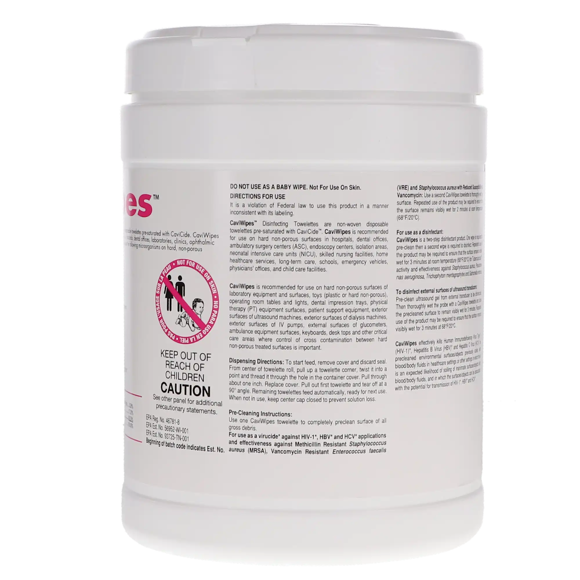 CaviWipes Disinfecting Towelettes, Large 6" x 6.75", 160/Canister, EPA 46781-17 thumbnail 8