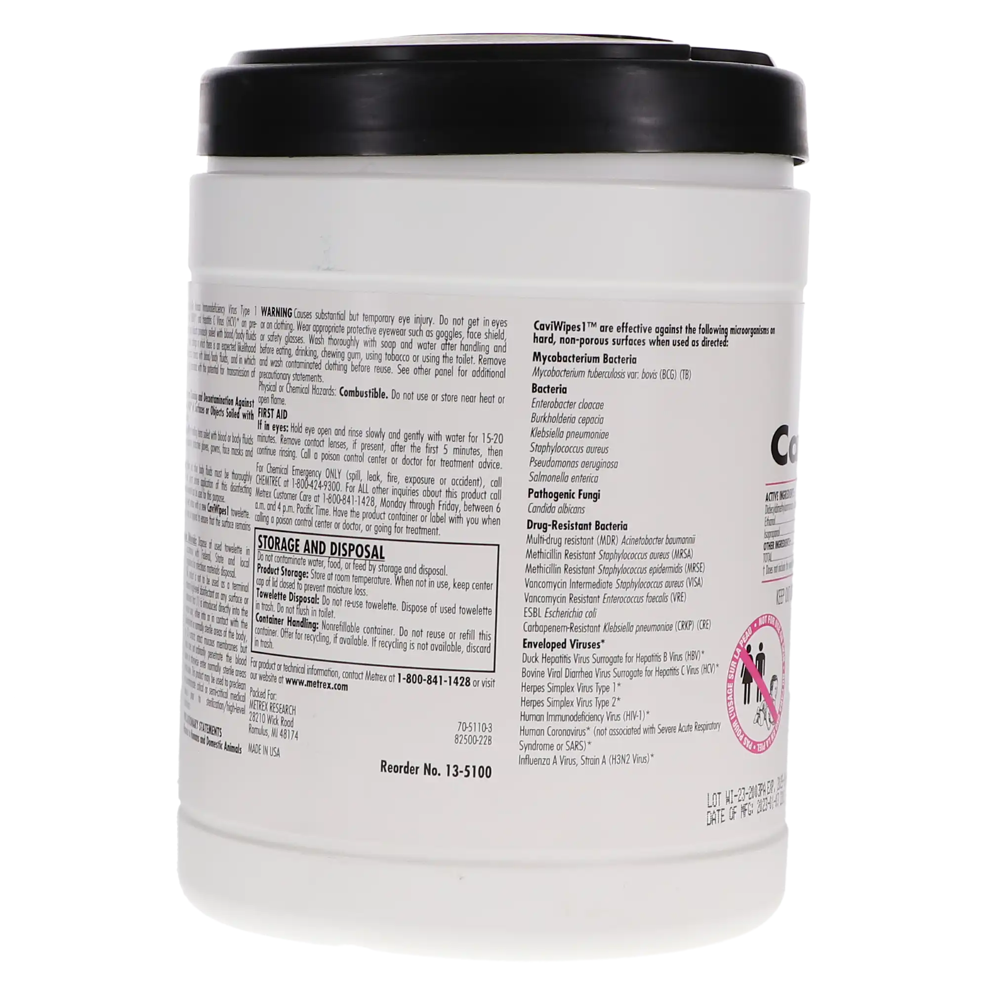 CaviWipes1 Disinfectant Towelettes, Large, 6" x 6.75", 160/Canister, EPA 46781-13 thumbnail 6