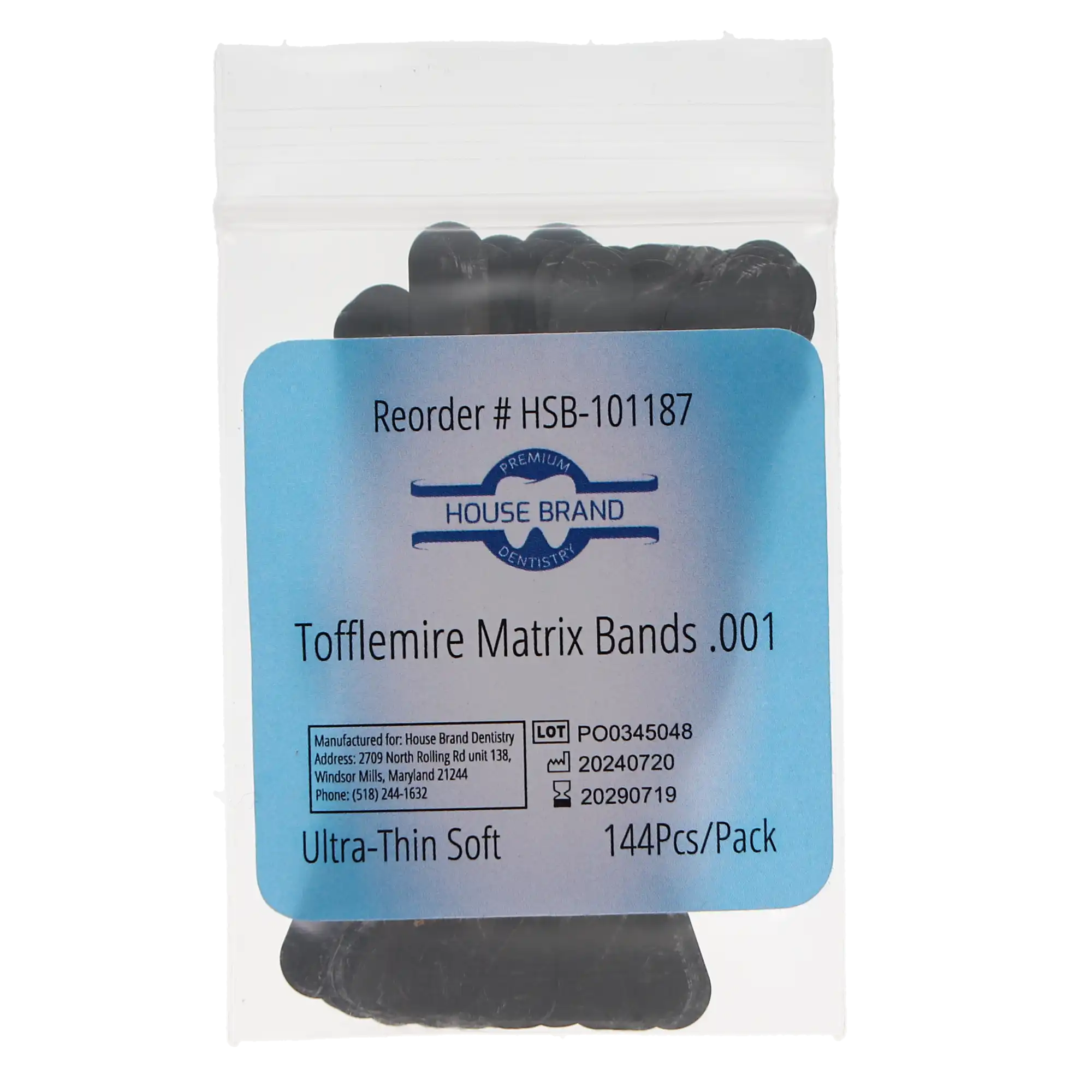 Tofflemire Matrix Bands, #1, .001" Ultra-Thin Dead Soft, 144/Pk thumbnail 4