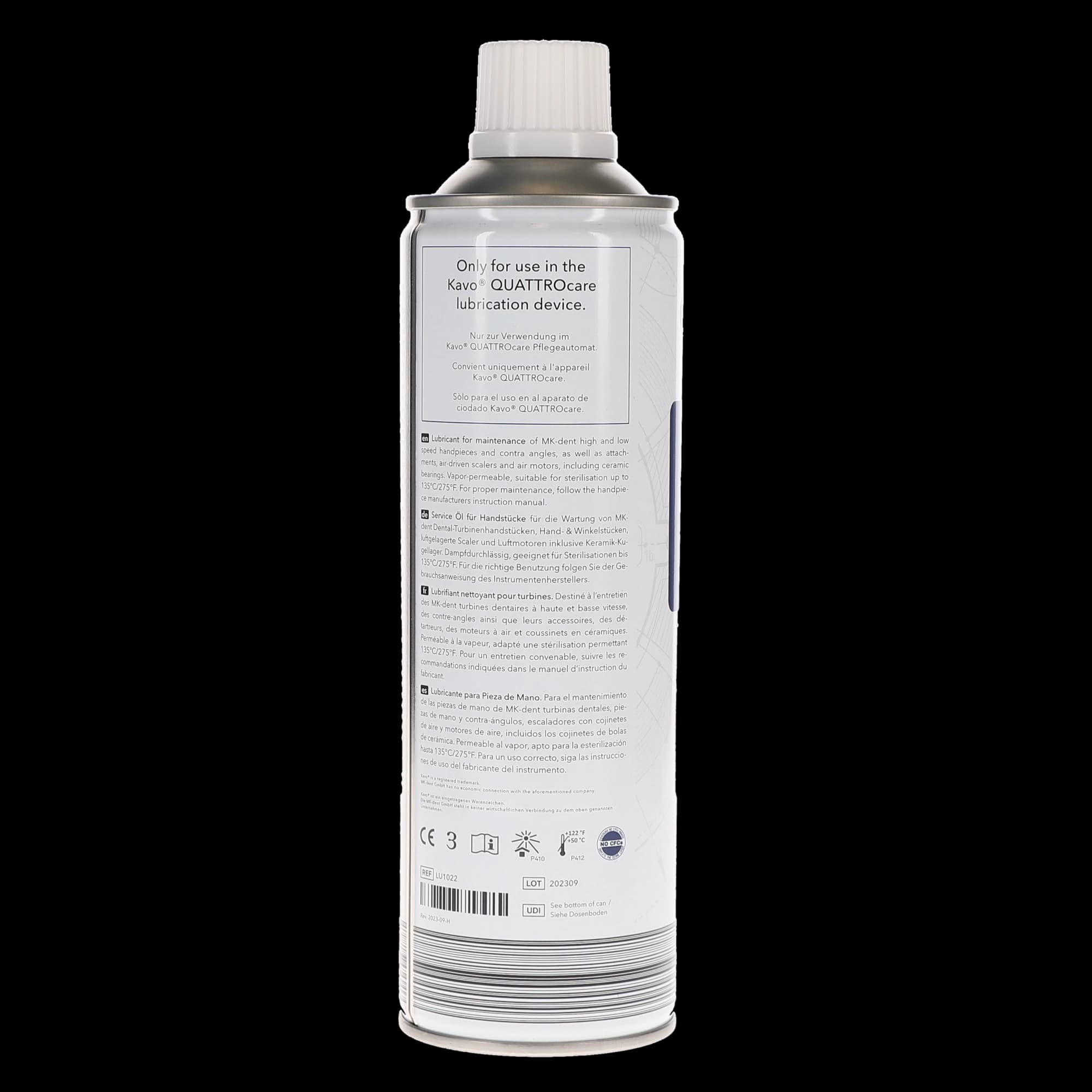 KaVo Quattrocare Plus Type Lubricant Spray, 500 ml Can, Without Nozzle, 1/Pk thumbnail 4