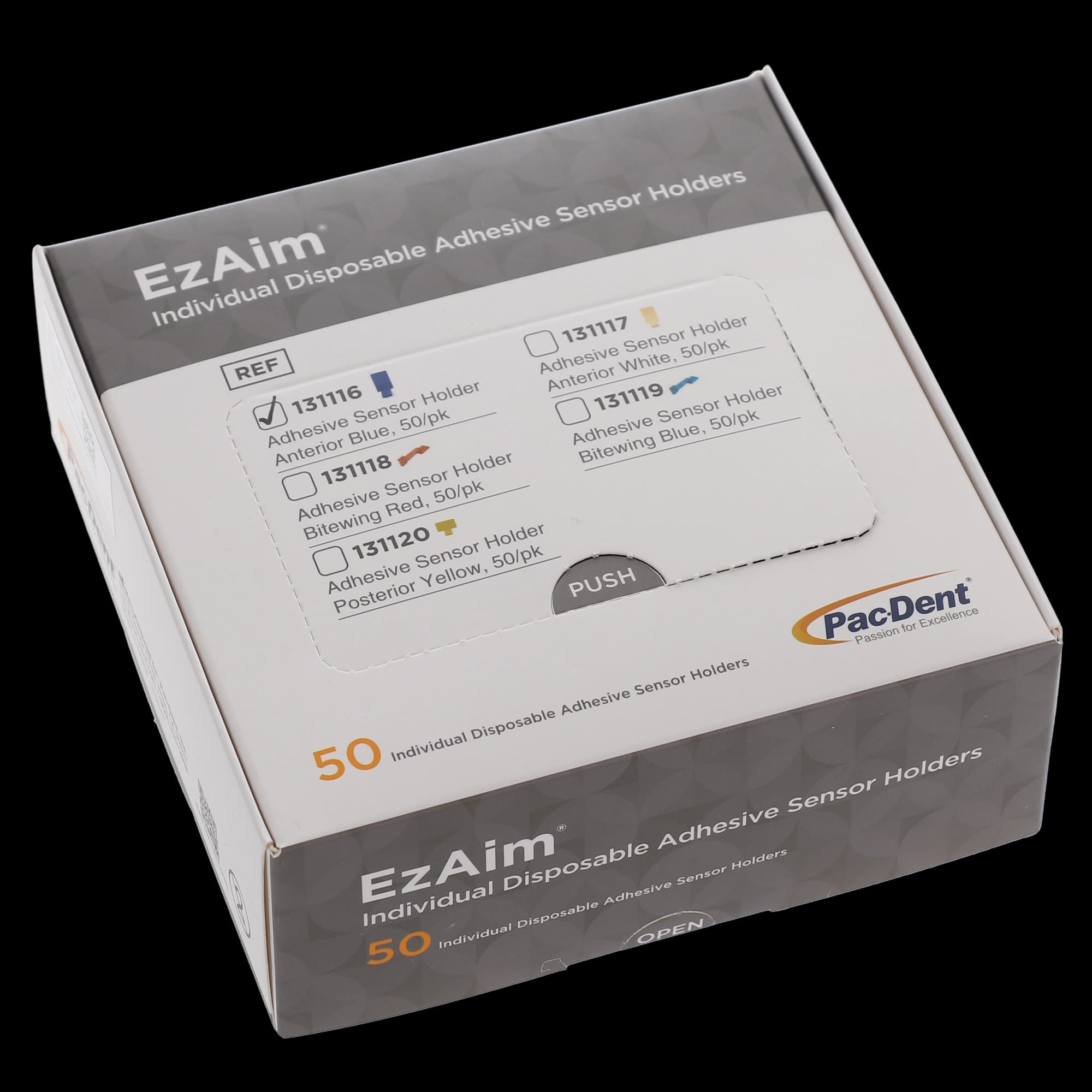 Pac-Dent EzAim Individually Cut Adhesive Sensor Holder, Anterior, Blue, 50/Pk, 131116 thumbnail 6