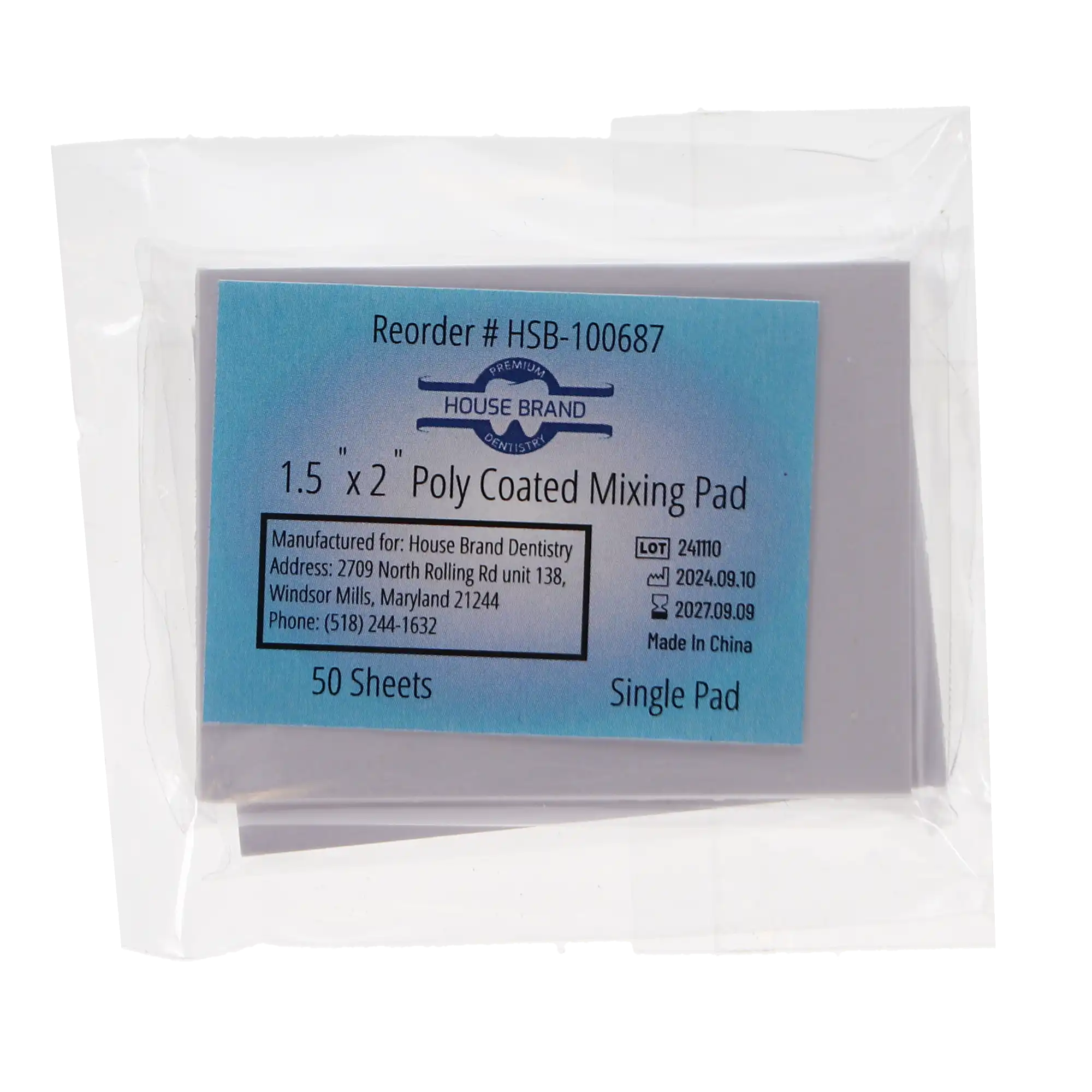 1.5" x 2" Poly Coated Mixing Pad, 50 Sheets, Single Pad, 100687 thumbnail 4