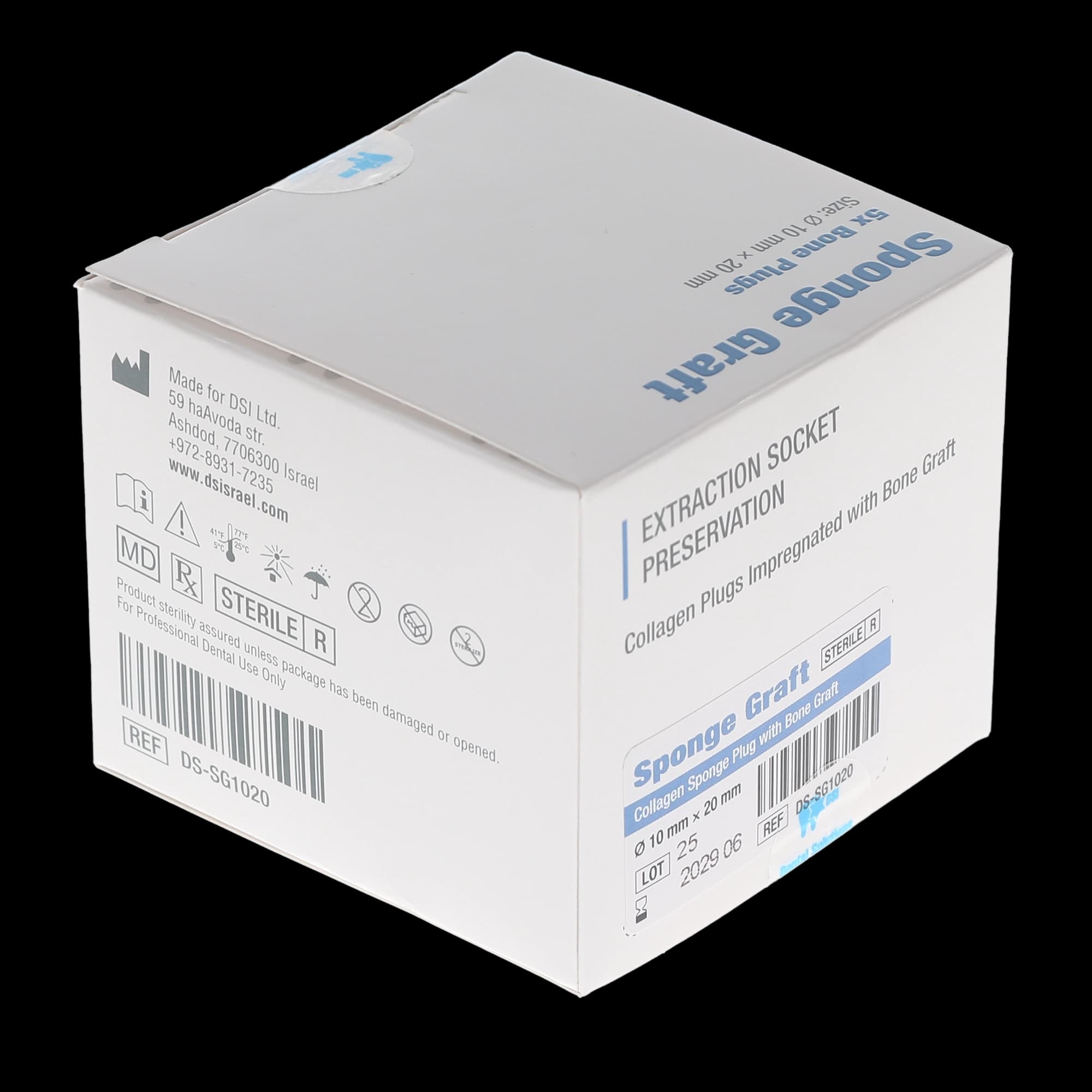 DSI Sponge Graft Collagen Plug with Bone Graft, Sterile, 10mm x 20mm, Conical, 5/Box, DS-SG1020 thumbnail 5