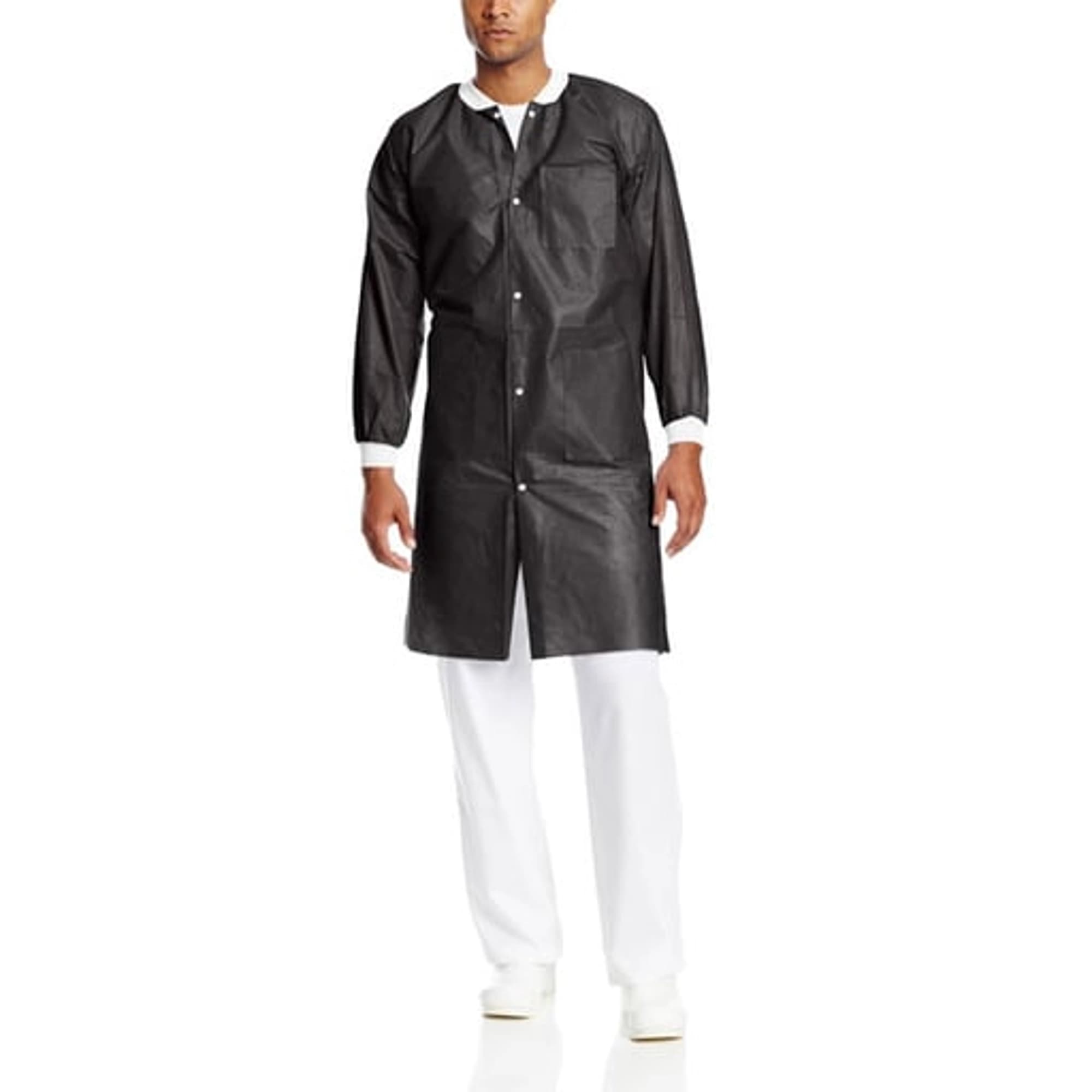 ValuMax Extra-Safe Lab Coat, Black, Small, Knee-Length, SMS, 10/Pack, 3660BKS - Extrasafe Lab Coats Black Small, Pack Of 10, 3660BKS - Image 1