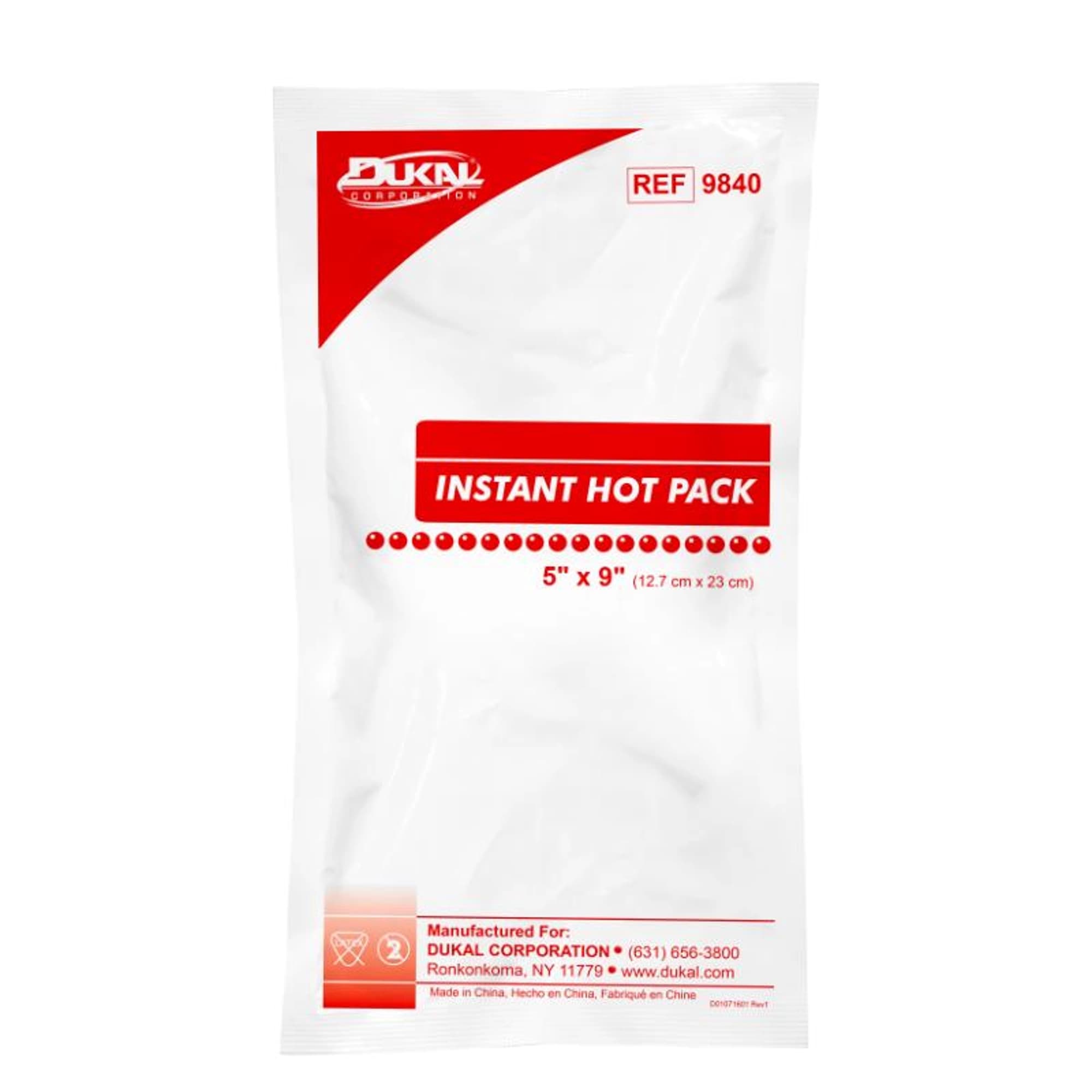 Dukal Instant Hot Pack, 5" x 9", Non-Sterile, Single-Use, 24/Case, 9840 - Instant Hot Pack, 5' x 9', Non-Sterile, 24/cs, 9840 - Image 1