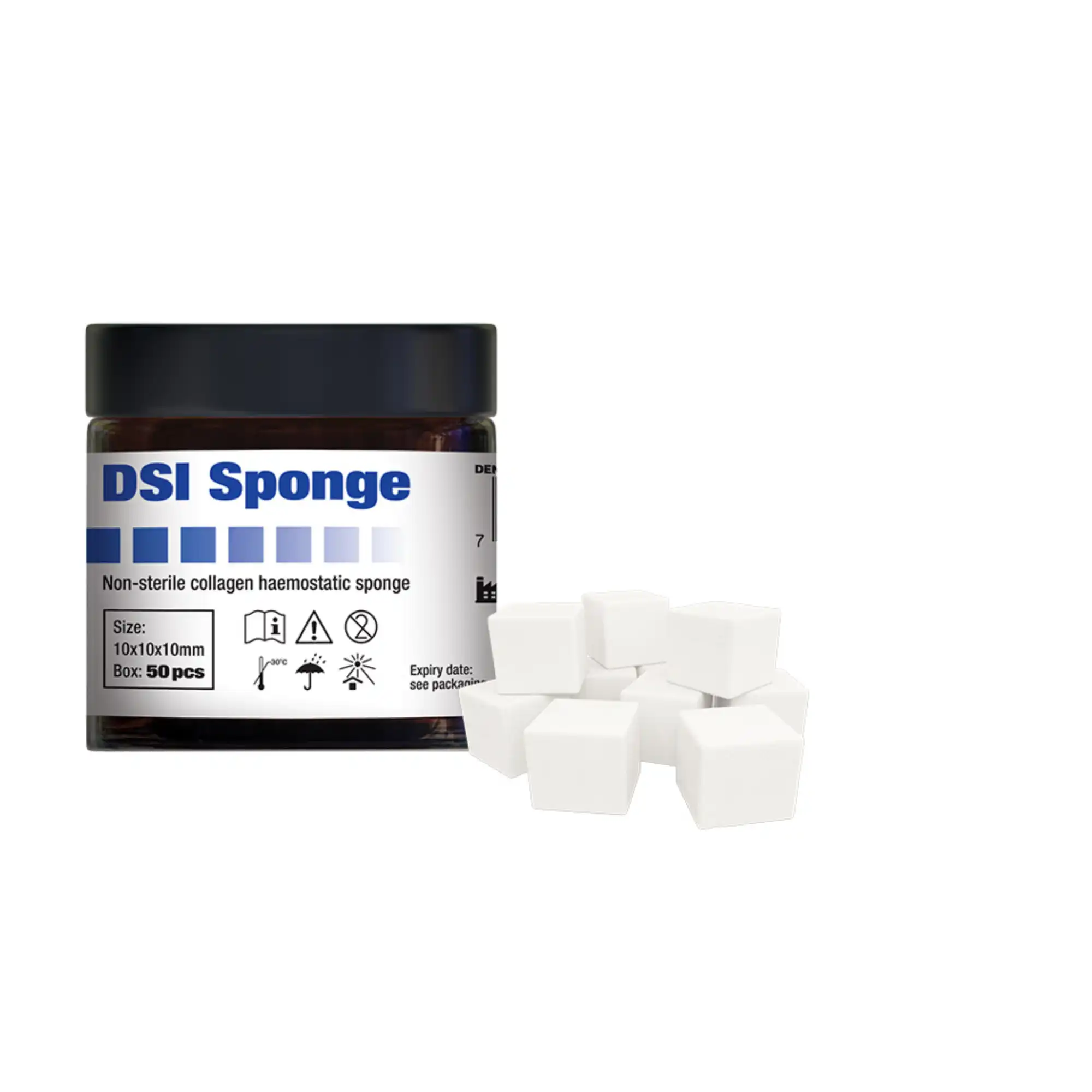 DSI Absorbable Hemostatic Gelatin Sponges, Non-Sterile, 50 per Jar, DSP-50 - Absorbable Hemostatic Gelatin Sponges 50 Per Jar. Non-Sterile. Quick & Effective Hemostasis, DSP-50 - Image 1