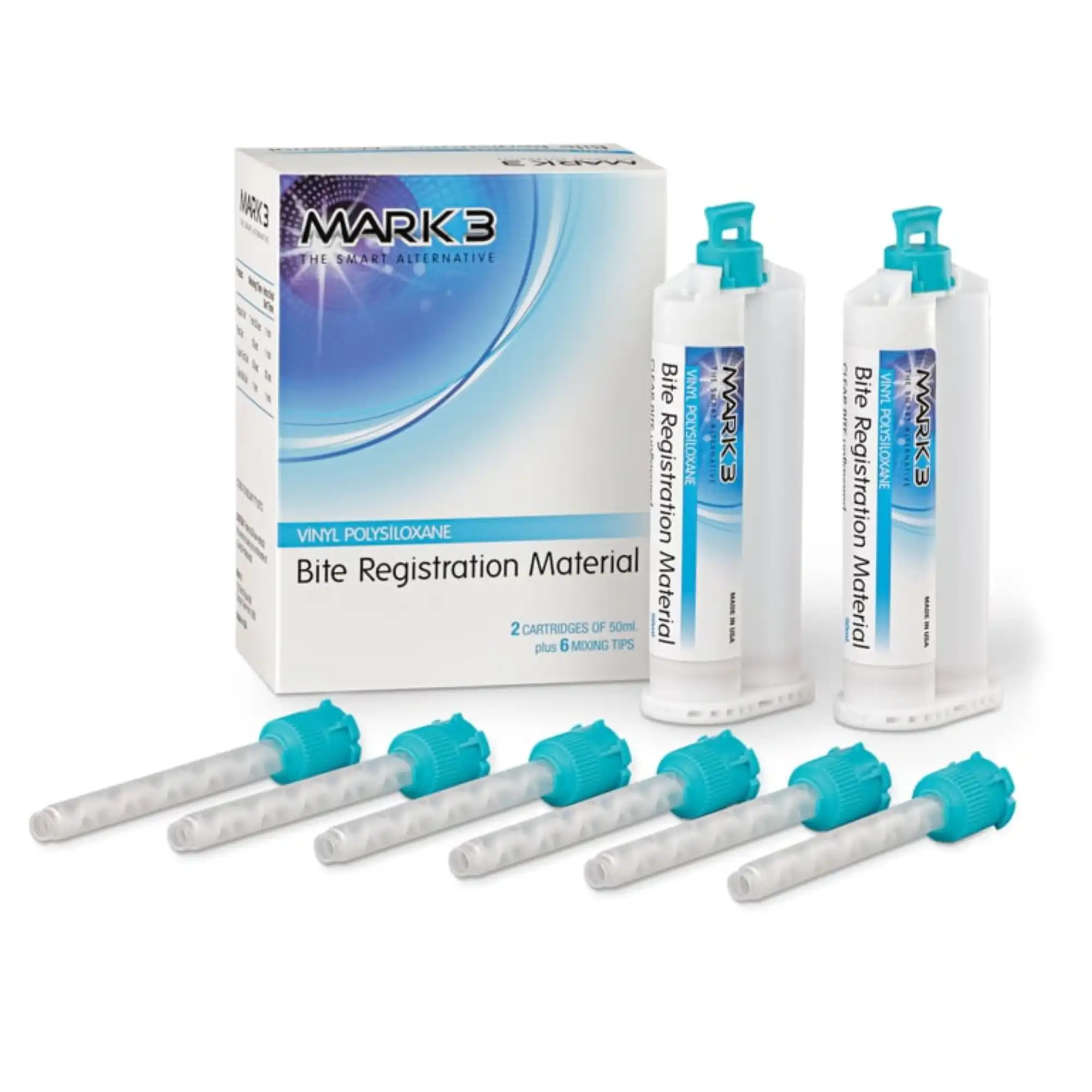 Mark3 Bite Registration Super Fast Set, 2 Cartridges + 6 Mixing Tips, 0220 - Bite Registration Super Fast Set 2/bx. + 6 Mixing Tips, 0220 - Image 1