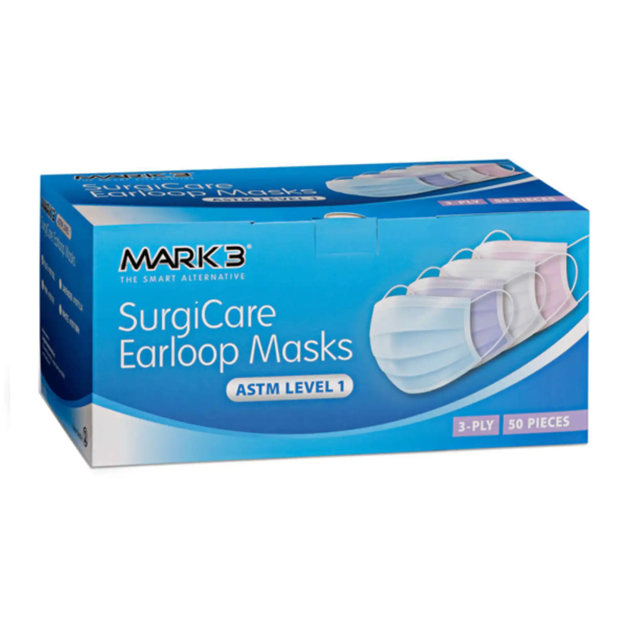 Mark3 SurgiCare Pink Earloop Face Masks, Level 1, 3-Ply, 50/Box, 1971PI - SurgiCare Pink Earloop Face Masks Level 1 3ply 50/bx, 1971PI - Image 1