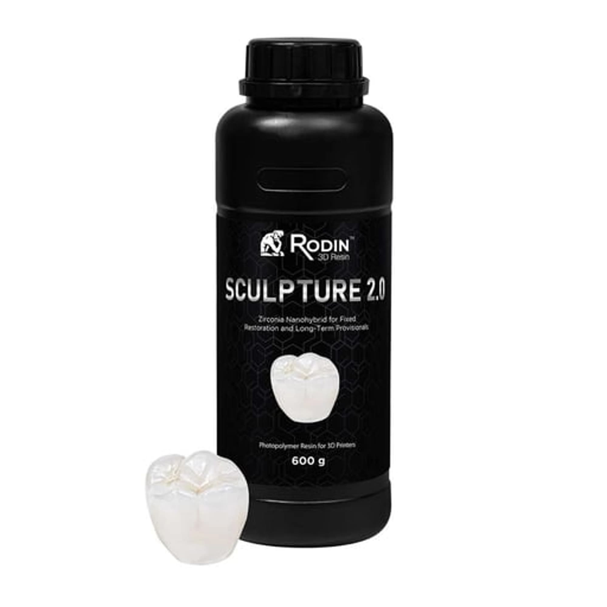 Rodin™ Sculpture 2.0 Zirconia Nanohybrid 3D Printing Resin, Shade A1, 600g Bottle, 23893 thumbnail 2