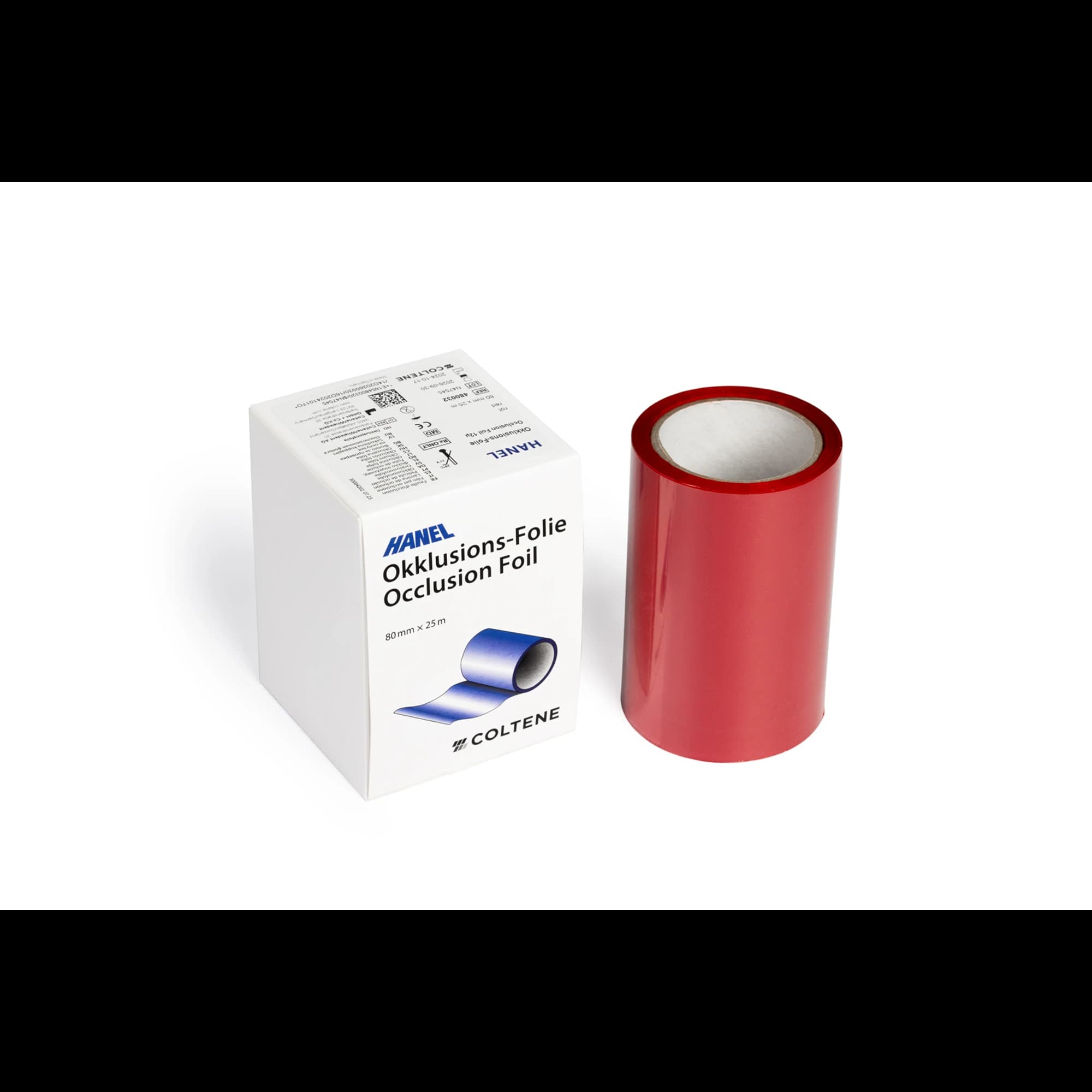 Hanel Occlusion Foil, One-Sided Red, 12 Microns, 80 mm x 25 m Roll, WDT-480032 - Coltene - Occlusion Foil Red - Image 1