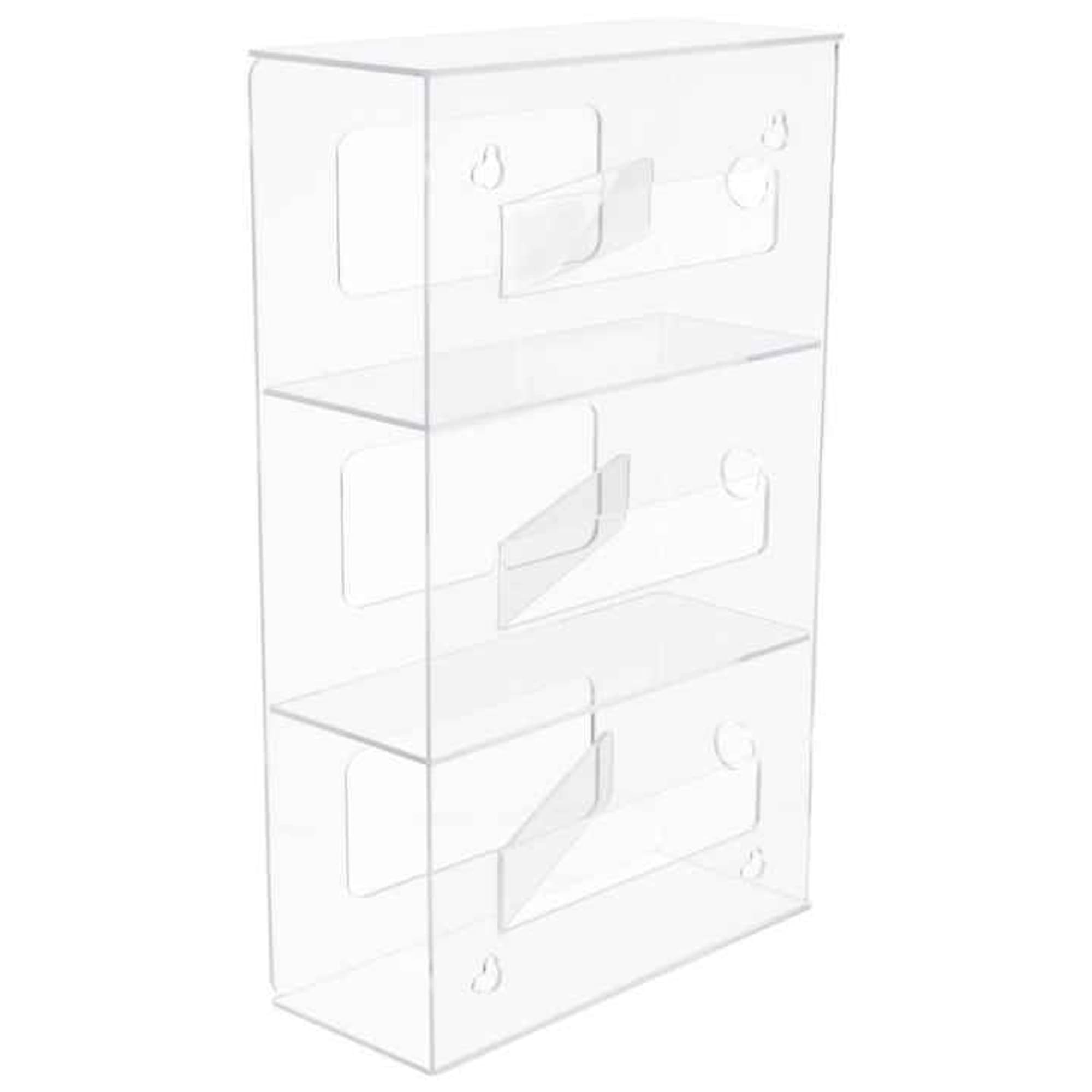 Plasdent Acrylic Triple Horizontal Glove Dispenser, 10"W x 17"H x 3-7/8"D, 1600H - Acrylic Glove Dispenser, Triple Horizontal, 1600H - Image 1