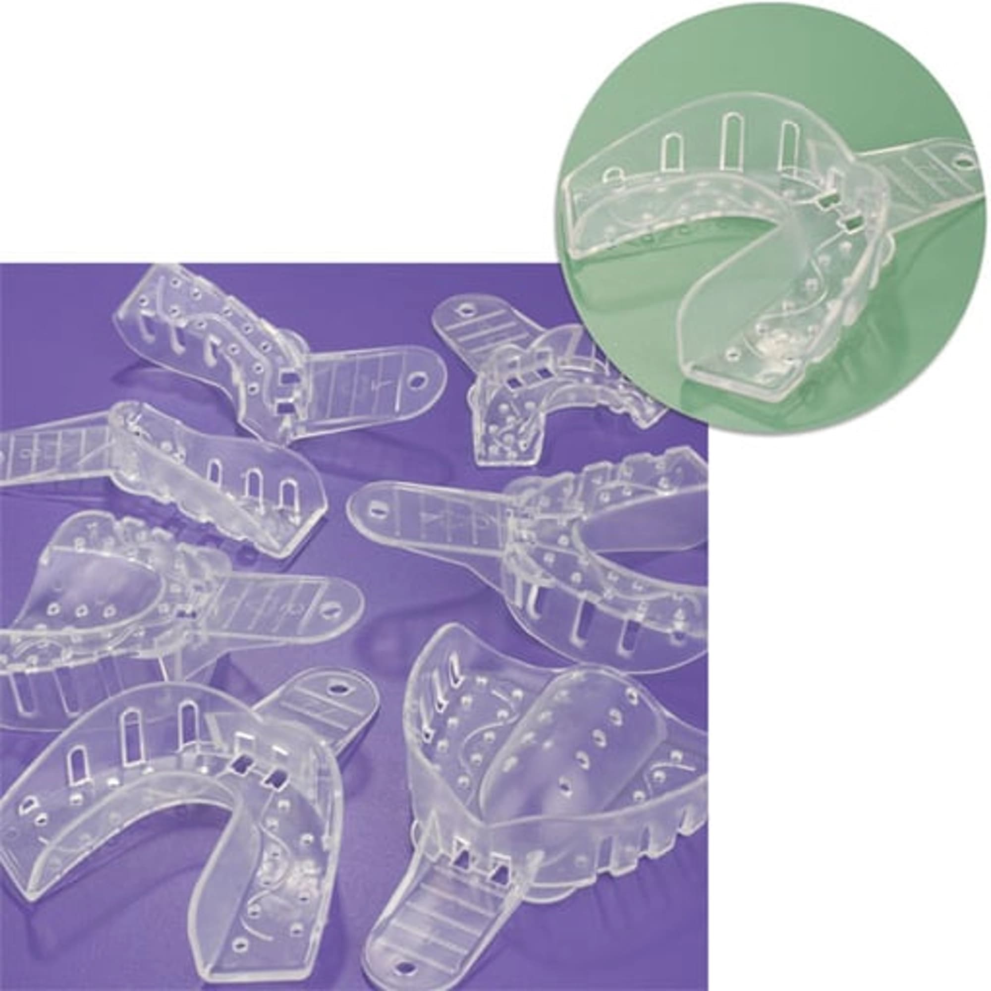 Plasdent Excellent Crystal Impression Trays, X-Large Lower, Clear, Perforated, #X2, 12/Pk thumbnail 2