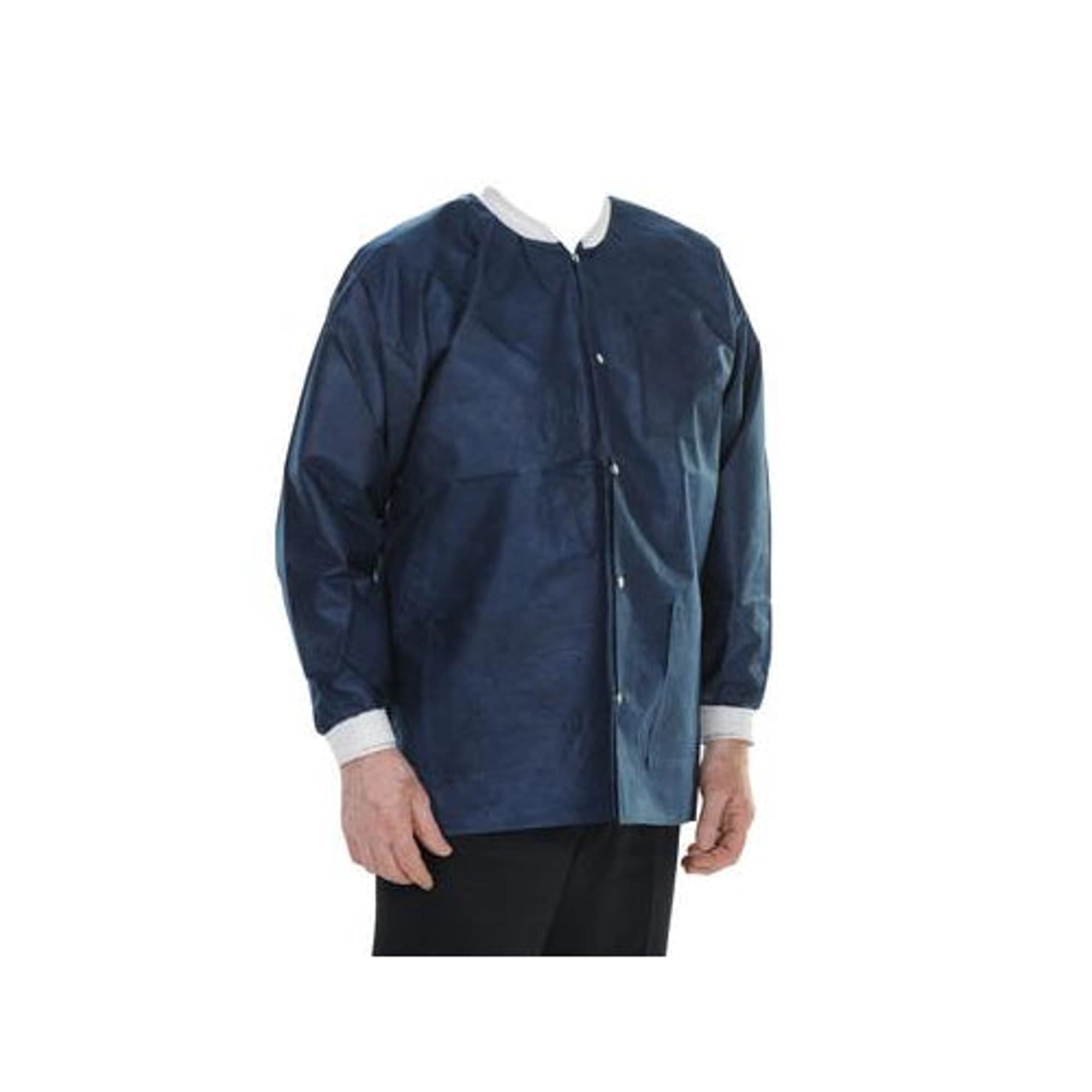 ValuMax Extra-Safe Jacket, Navy Blue, Large, Hip-Length, 3-Layer SMS, AAMI Level 3, 10/Pk - ValuMax - Extrasafe Jackets 10Pk Navy Blue Large - Image 1