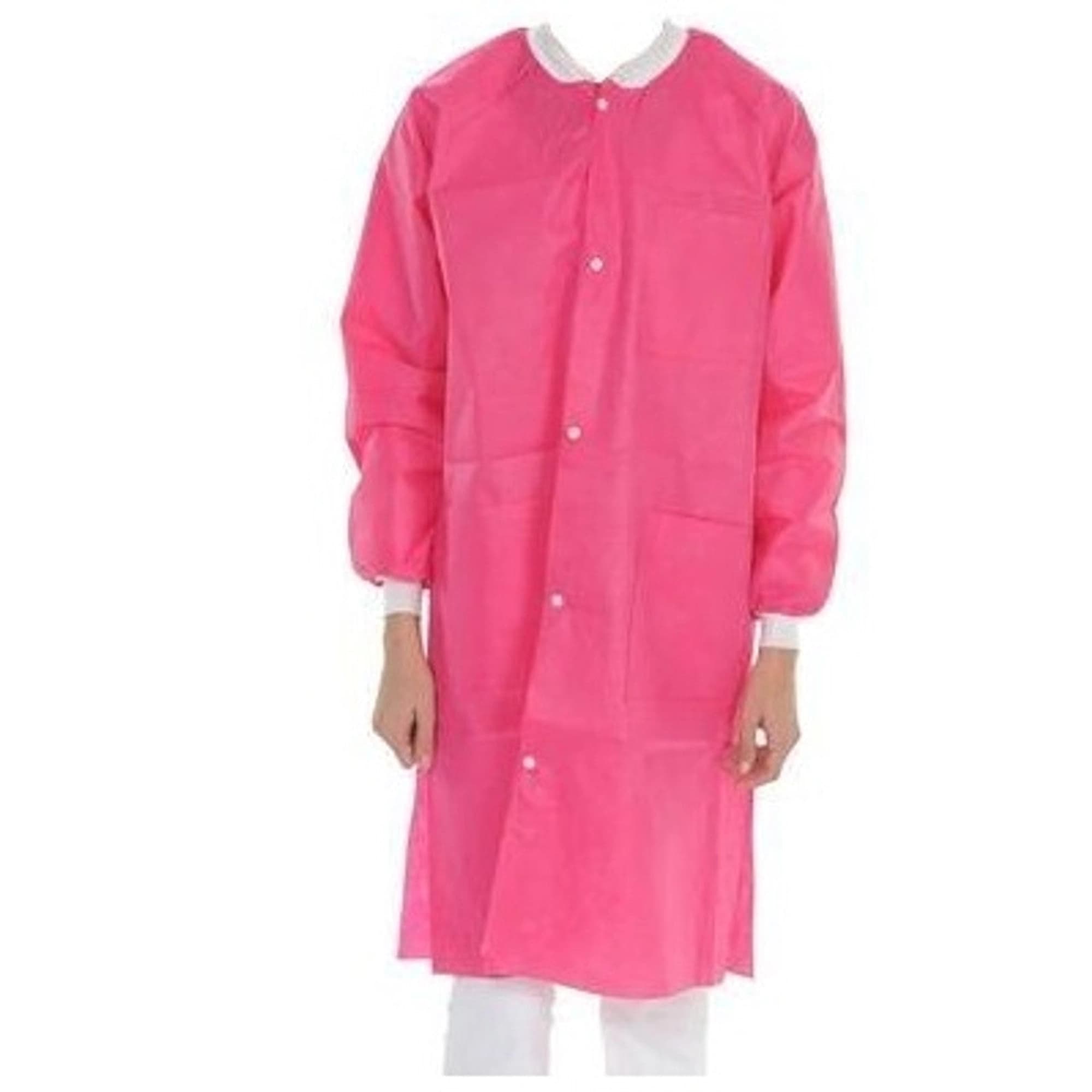 ValuMax Extra-Safe Lab Coats, Hot Pink, X-Large, Knee-Length, 3-Layer SMS, AAMI Level 3, 10/Pk - ValuMax - Extrasafe Lab Coats?10Pk Hot Pink Xl - Image 1