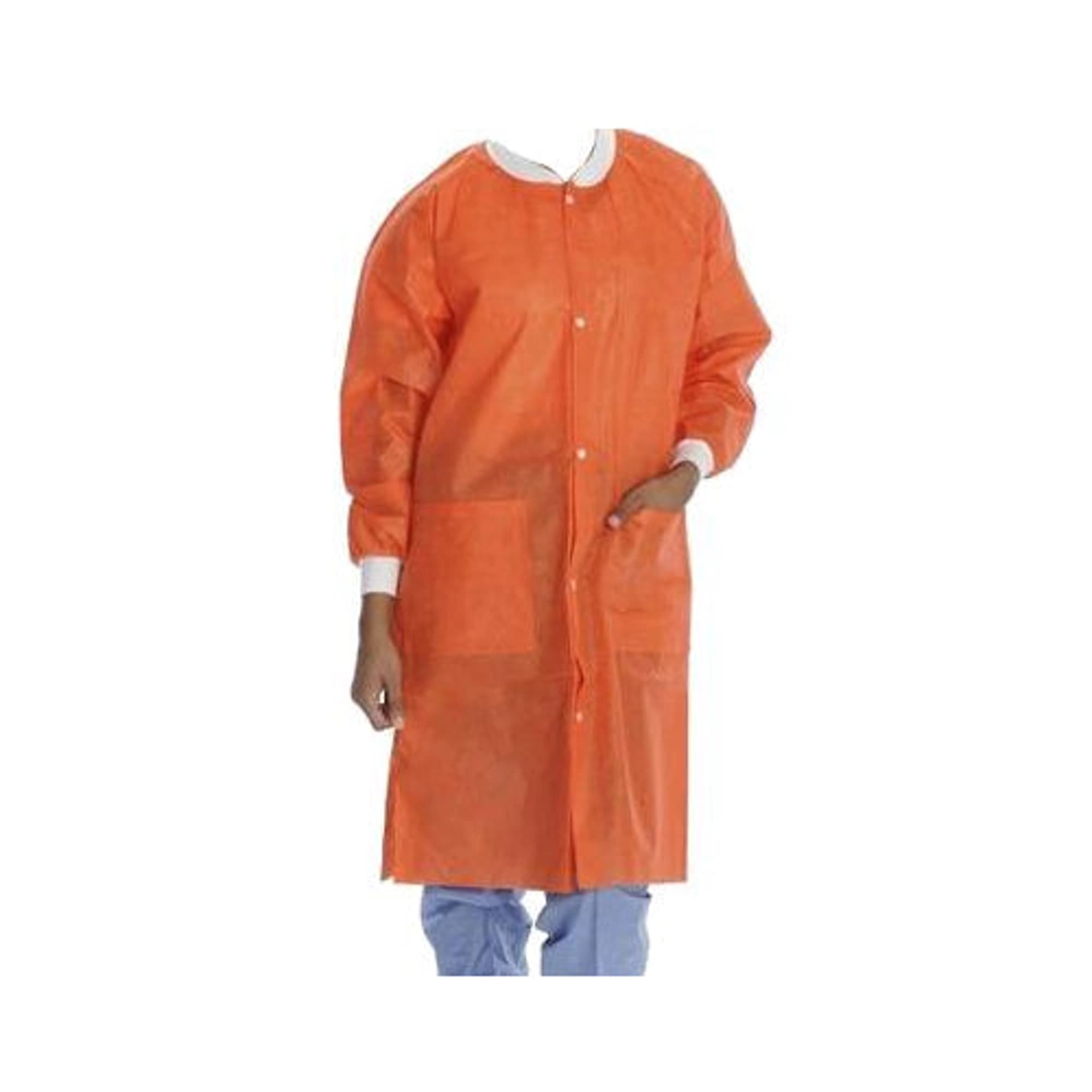 ValuMax Extra-Safe Lab Coats, Orange, Medium, Knee-Length, 10/Pk - ValuMax - Extrasafe Lab Coats10Pk Orange Medium - Image 1