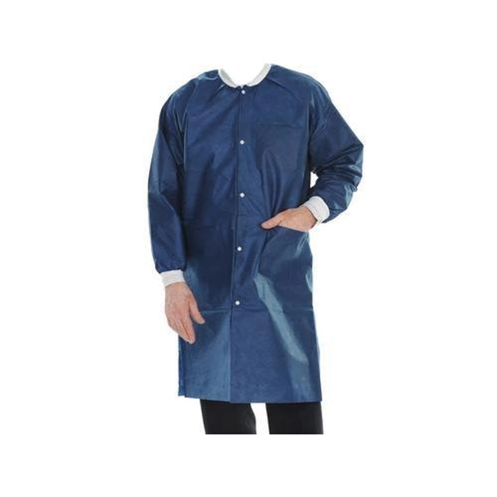 ValuMax Extra-Safe True Blue Lab Coat, Medium, Knee-Length, 3-Layer SMS, Fluid Resistant, AAMI Level 3, 10/Pk - ValuMax - Extrasafe Lab Coats?10Pk True Blue Medium - Image 1