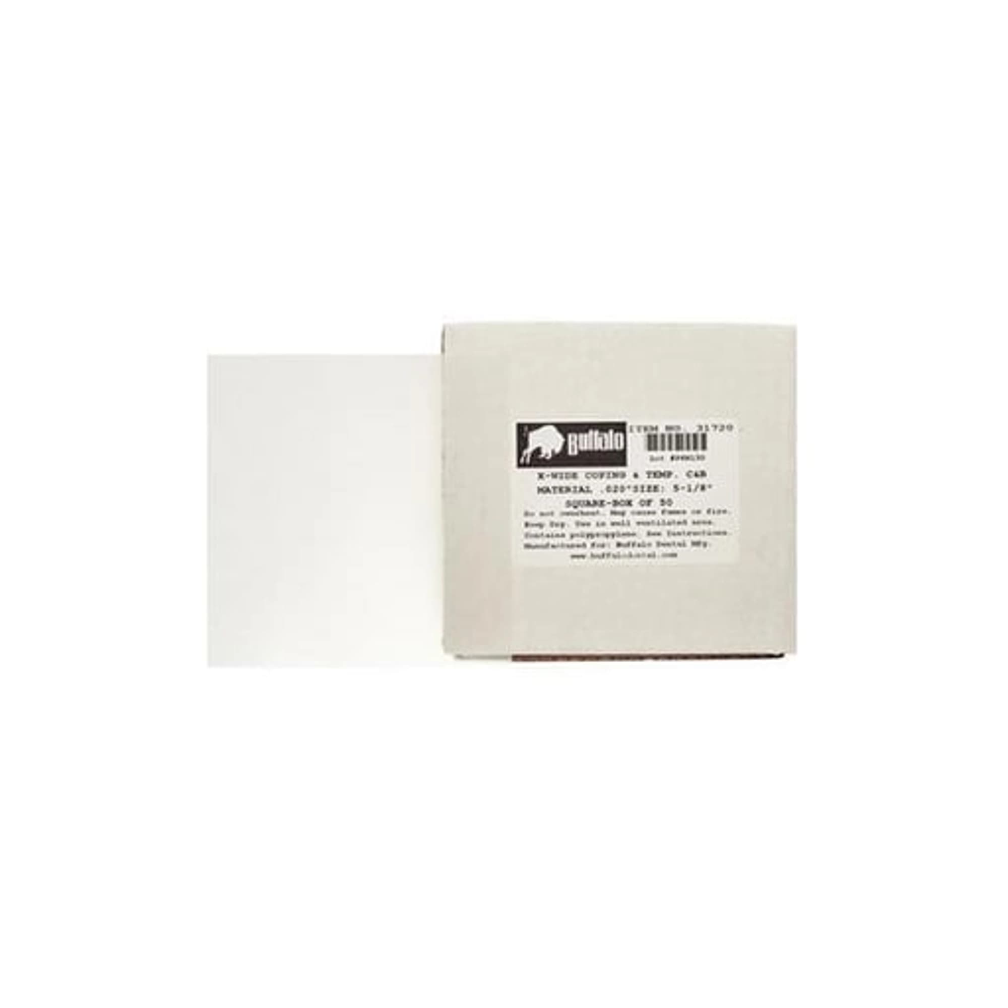 Buffalo Dental Coping & Temporary Crown and Bridge Material, .020" Thick, 5" x 5" Sheets, Cloudy Polypropylene, 50/Pkg, 31720 thumbnail 2