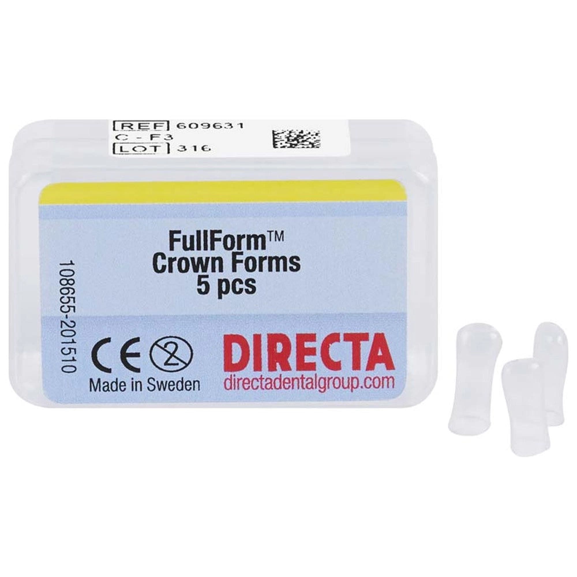 Directa FullForm F-3 (C System) Clear Poly Crown Form, Upper Right Cuspid, Refill Pack of 5, 609631 - Directa - Directa Fullform F-3 (C System) - Image 1
