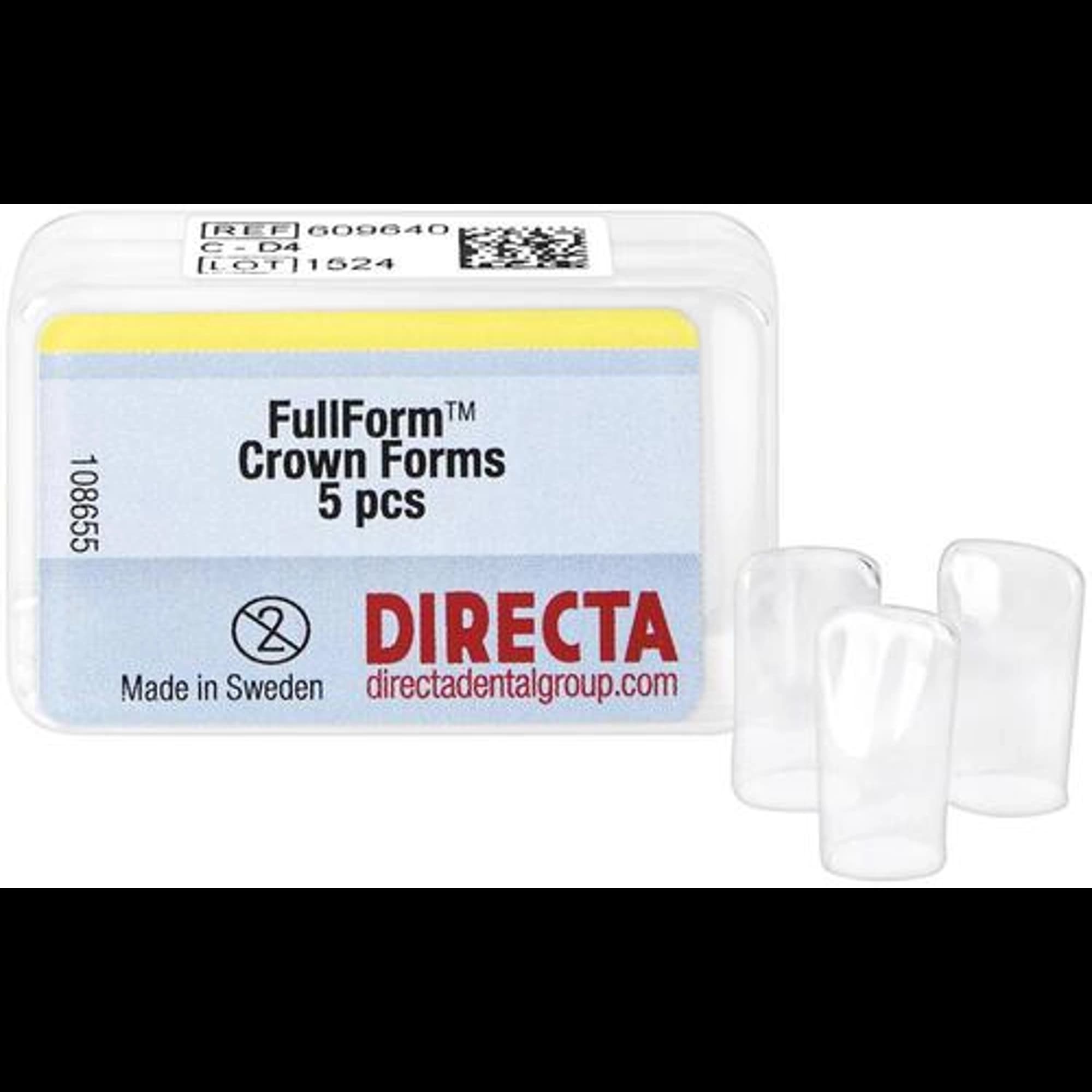 Directa FullForm D-4 (C System) Preformed Polycarbonate Crown, Medium/Small, Refill Pack of 5, 7.72 mm x 6.060 mm - Directa - Fullform D-4 (C System) - Image 1