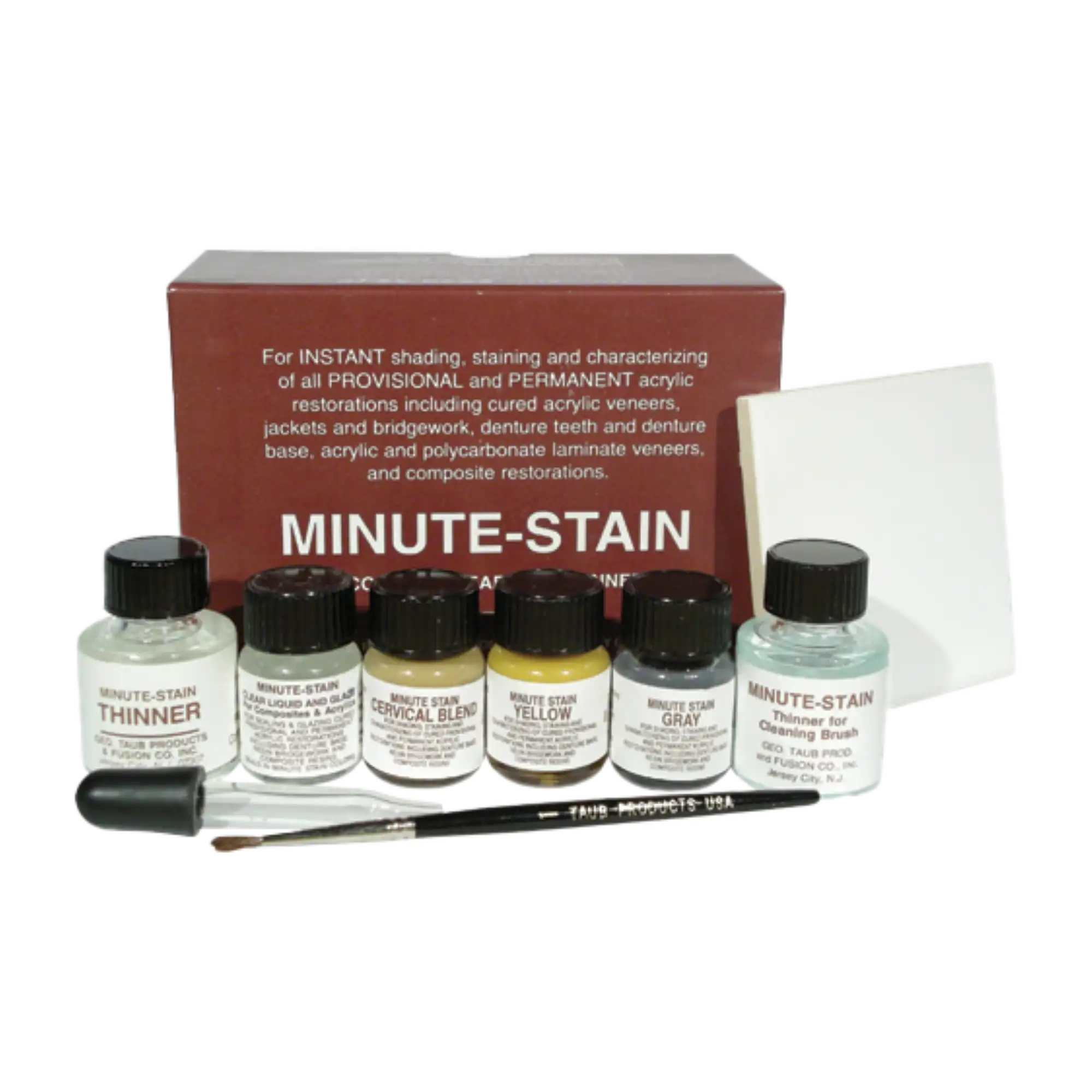 Taub Minute Stain Kit, 3 Color (Yellow, Grey, Cervical), 6cc Bottles, with Clear Glaze, Thinners, Brush & Slab thumbnail 32